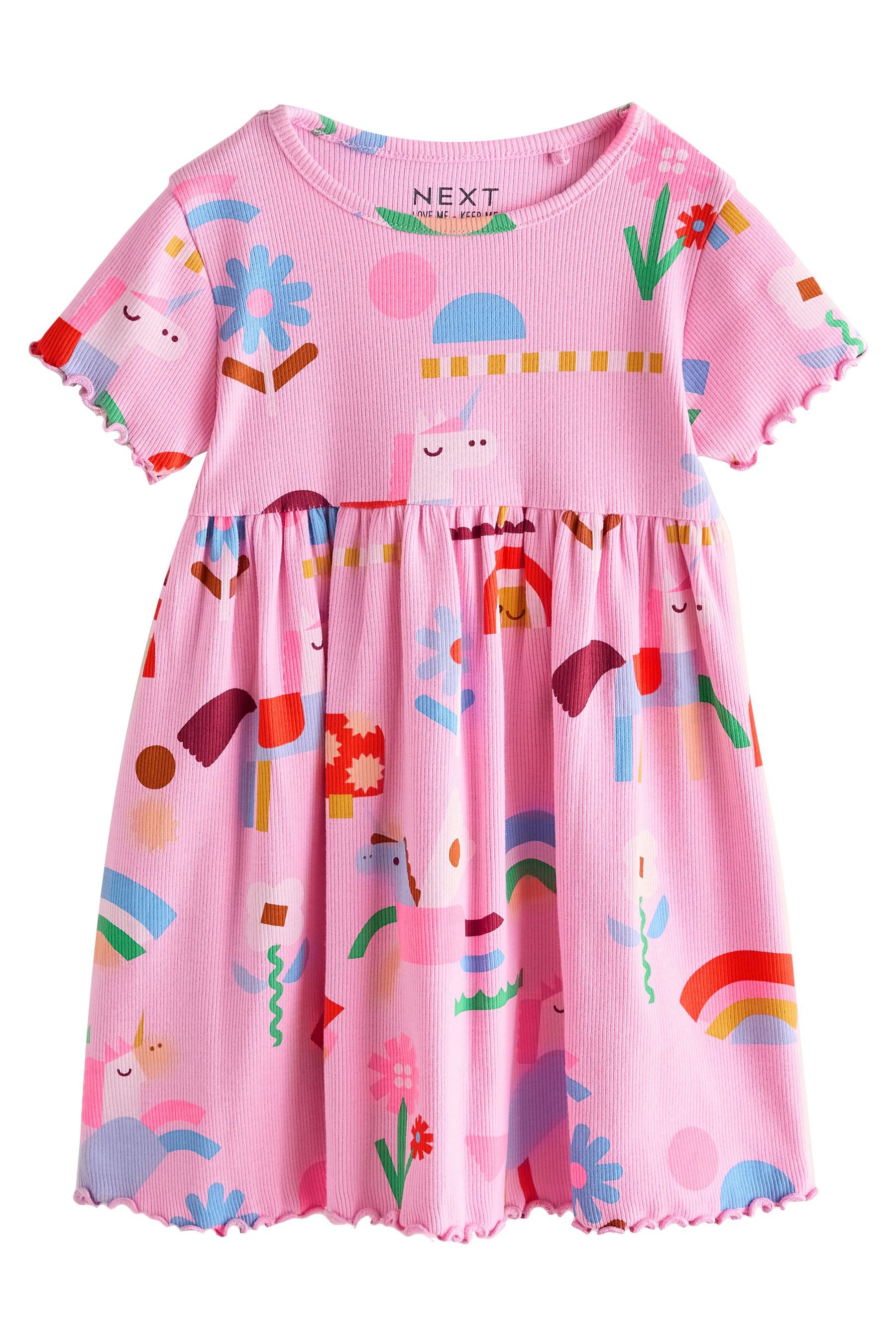 Next Jerseykleid Geripptes Kurzarmkleid (1-tlg)