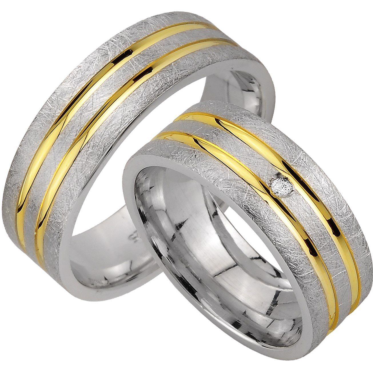 Trauringe123 Trauring Hochzeitsringe Verlobungsringe Trauringe Eheringe Partnerringe mit Stein GOLD PLATIERT J174