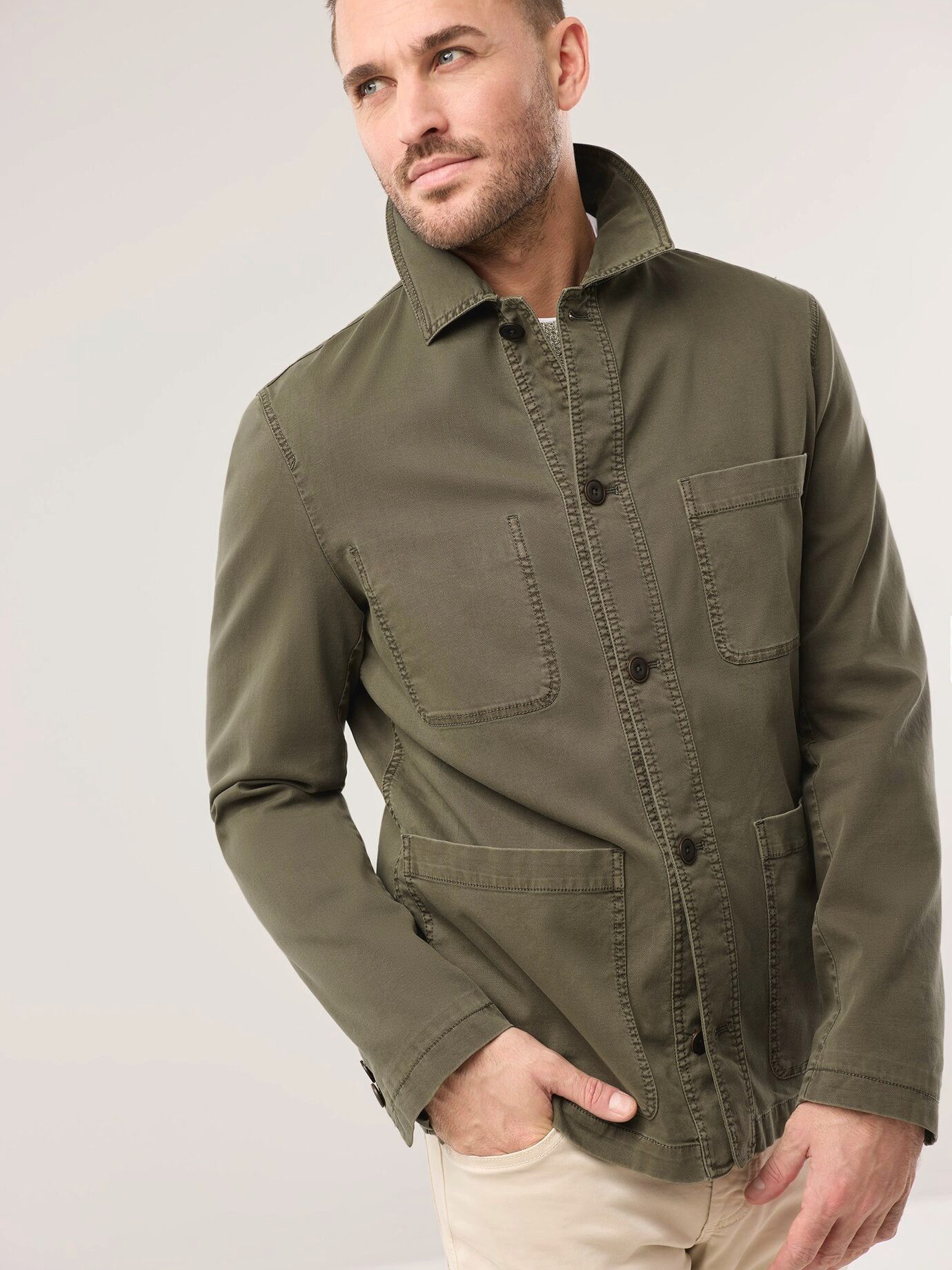 Walbusch Hemdjacke Herren Baumwoll Hemdjacke Umlegekragen, klassisch, atmungsaktiv