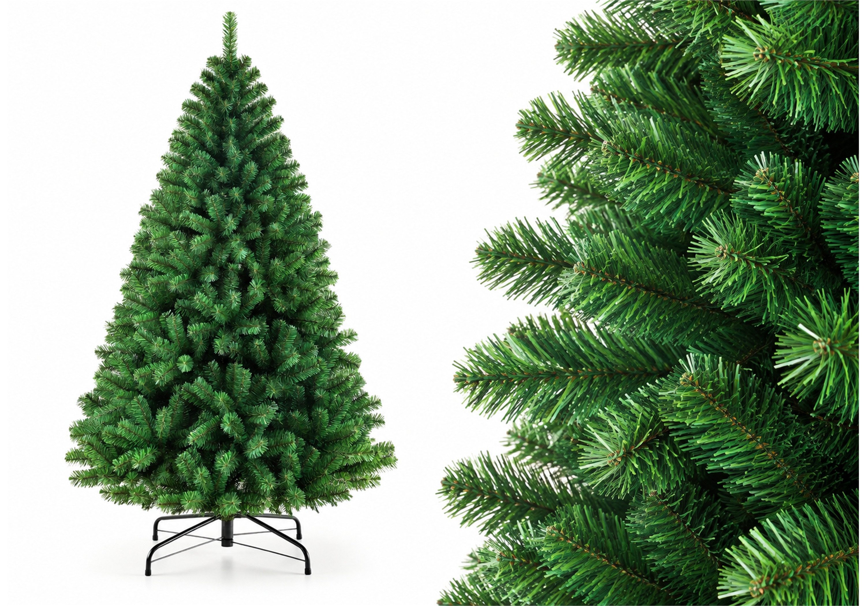 Vankel Künstlicher Weihnachtsbaum grüner Tannenbaum mit Metallständer, PVC-Christbaum, wiederverwendbar, Klassischer Christbaum aus PVC in 180 oder 210 cm zum Wiederverwenden