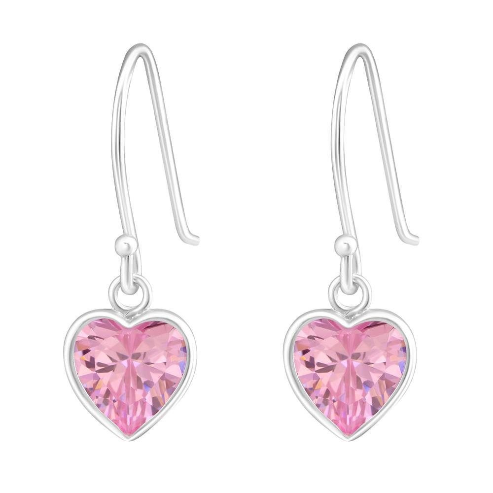 BUNGSA Ohrring-Set Ohrhänger Pinkes Herz aus 925 Silber Damen (1 Paar (2 Stück), 2-tlg), Ohrschmuck Ohrringe | Ohrringe