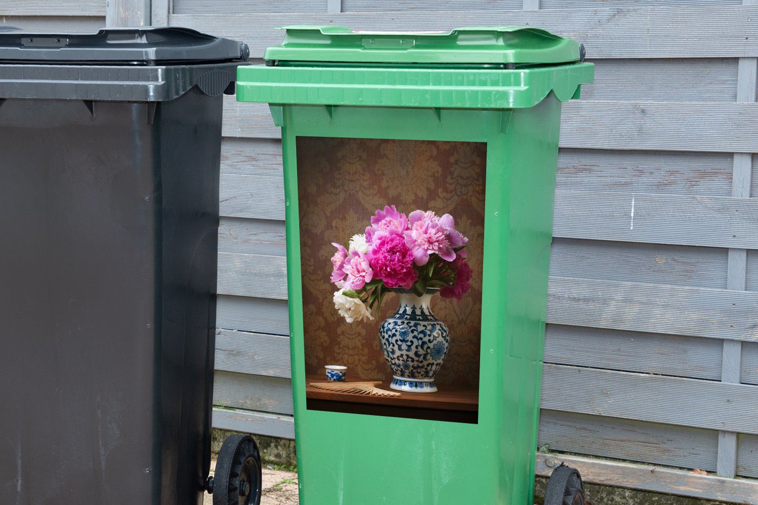 - Pfingstrosen Container, - Mülleimer-aufkleber, Farben St), Sticker, Abfalbehälter Mülltonne, MuchoWow (1 Wandsticker Vase