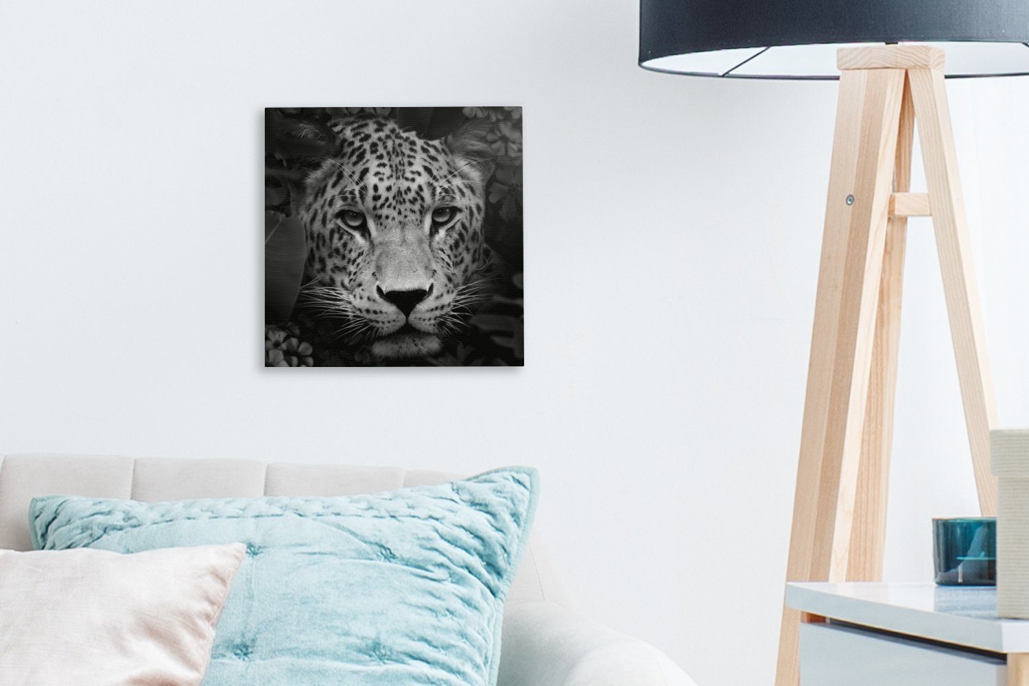 OneMillionCanvasses® - Tiere Schlafzimmer - (1 - Panther Dschungel für Schwarz Weiß, Bilder Leinwand - Leinwandbild Wilde Wohnzimmer St),