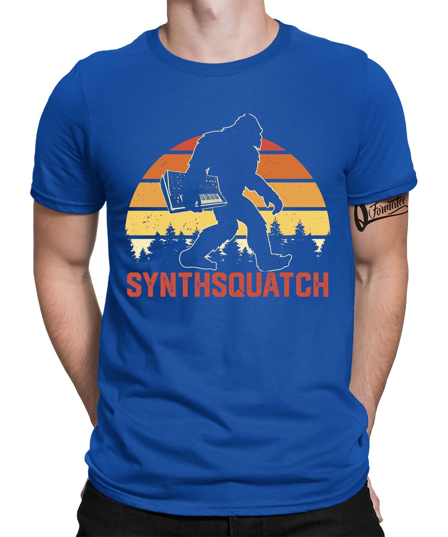 Quattro Formatee Kurzarmshirt Synthsquatsch - Elektronische Musiker Synthesizer Herren T-Shirt (1-tlg) Blau