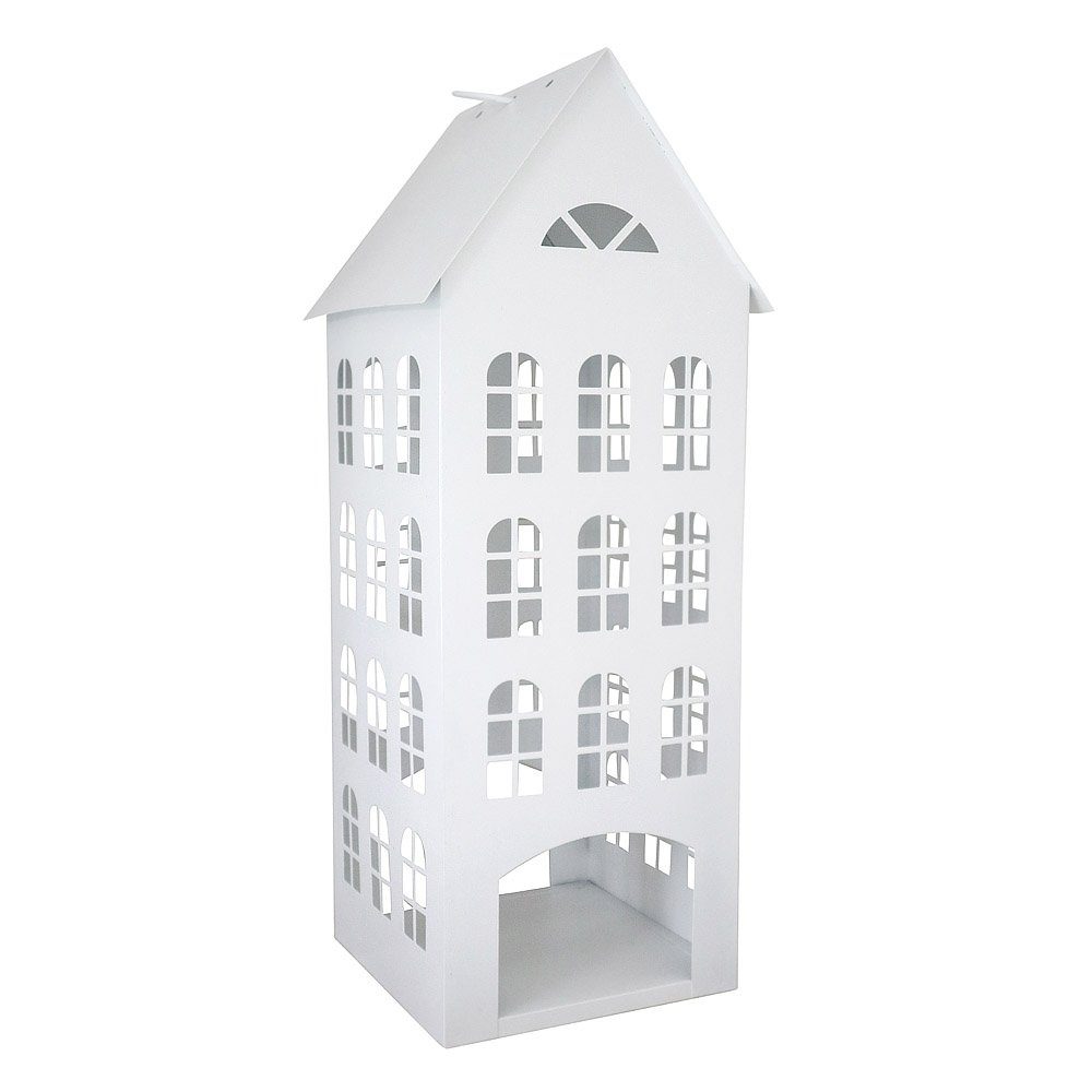 Dekohaus Haus WHITE Metall HOME H60cm aus Grafelstein Kerzenlaterne weiß