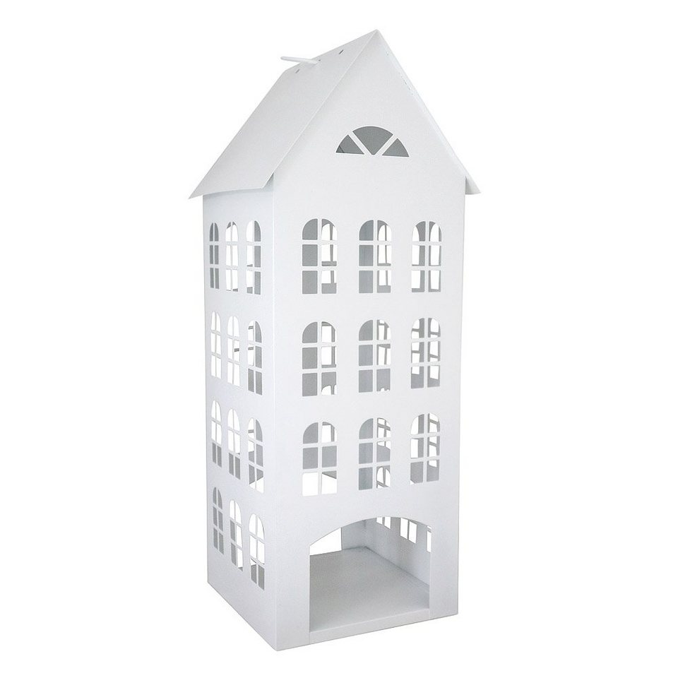 Grafelstein Kerzenlaterne WHITE HOME weiß Haus aus Metall H60cm Dekohaus