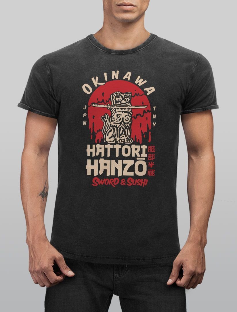 Neverless Print-Shirt Herren Vintage Shirt Hattori günstig online kaufen