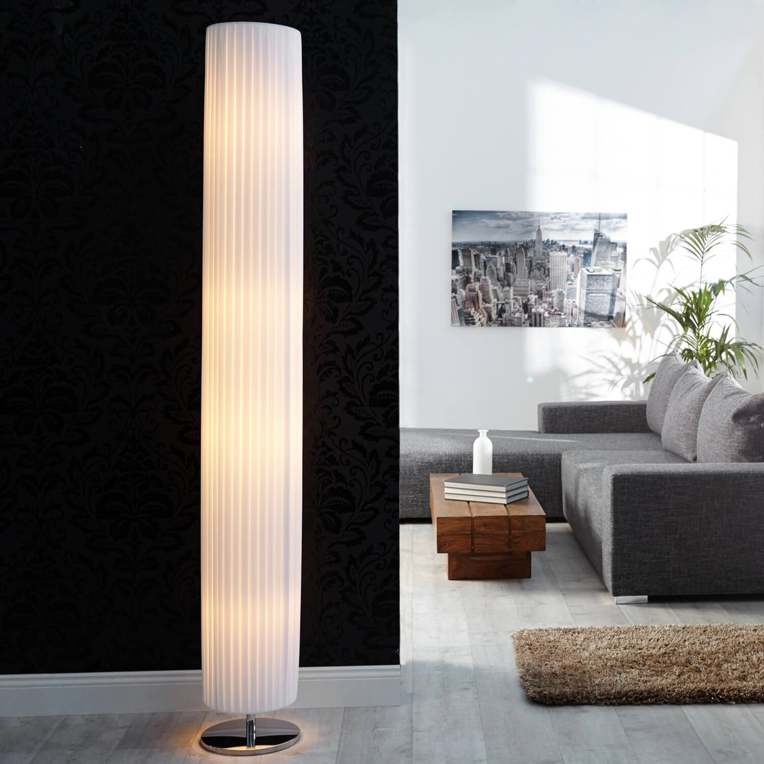 Bauhaus cm hoch Weiß 200 Design BEGA, Latex Stehlampe Licht-Erlebnisse ohne Wohnzimmerlampe Leuchtmittel,