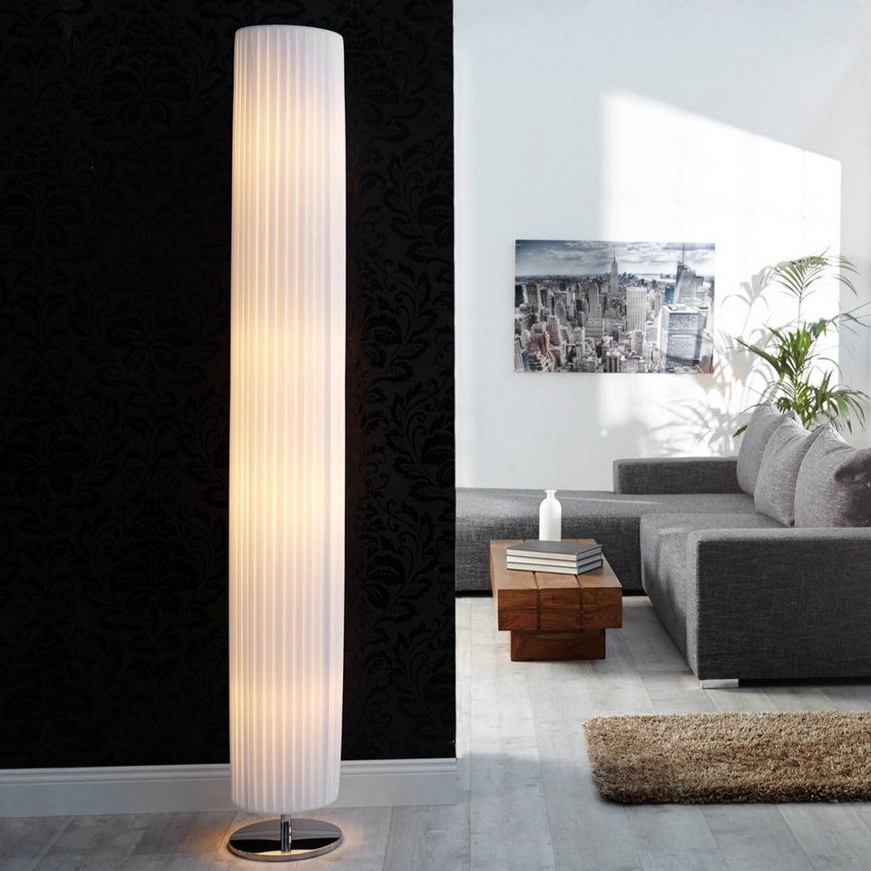 licht-erlebnisse stehlampe bega, ohne leuchtmittel, bauhaus design 200 cm  hoch latex weiß wohnzimmerlampe