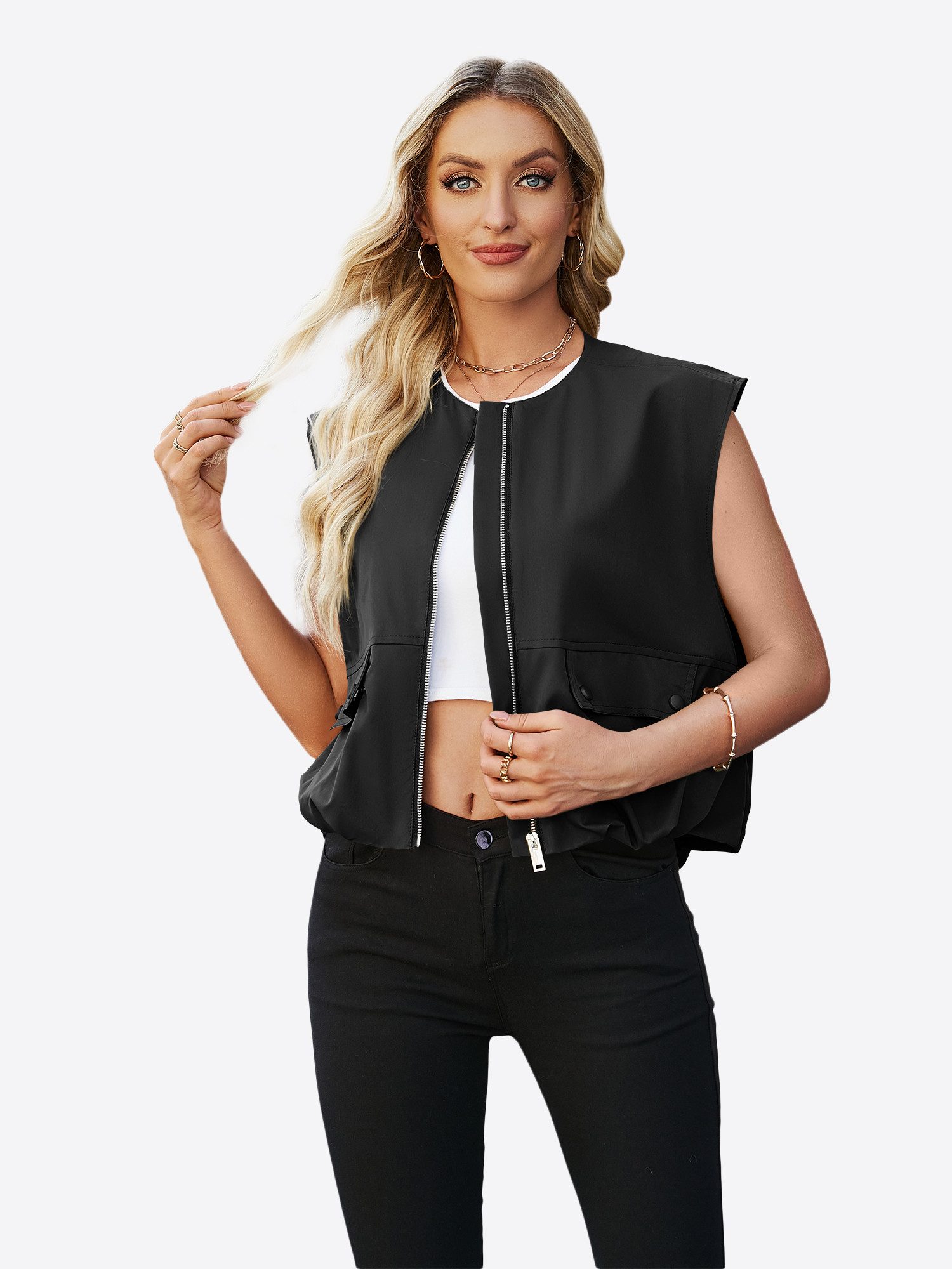 Imily Bela Kurzjacke Damen Lässige Cargoweste (Packung, 1-St., 1per-Pack) m günstig online kaufen