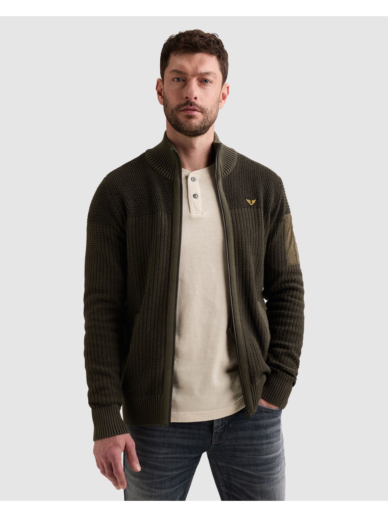 PME LEGEND Cardigan mit markanter Struktur, Baumwolle, Regular Fit – Bild 5 von 5