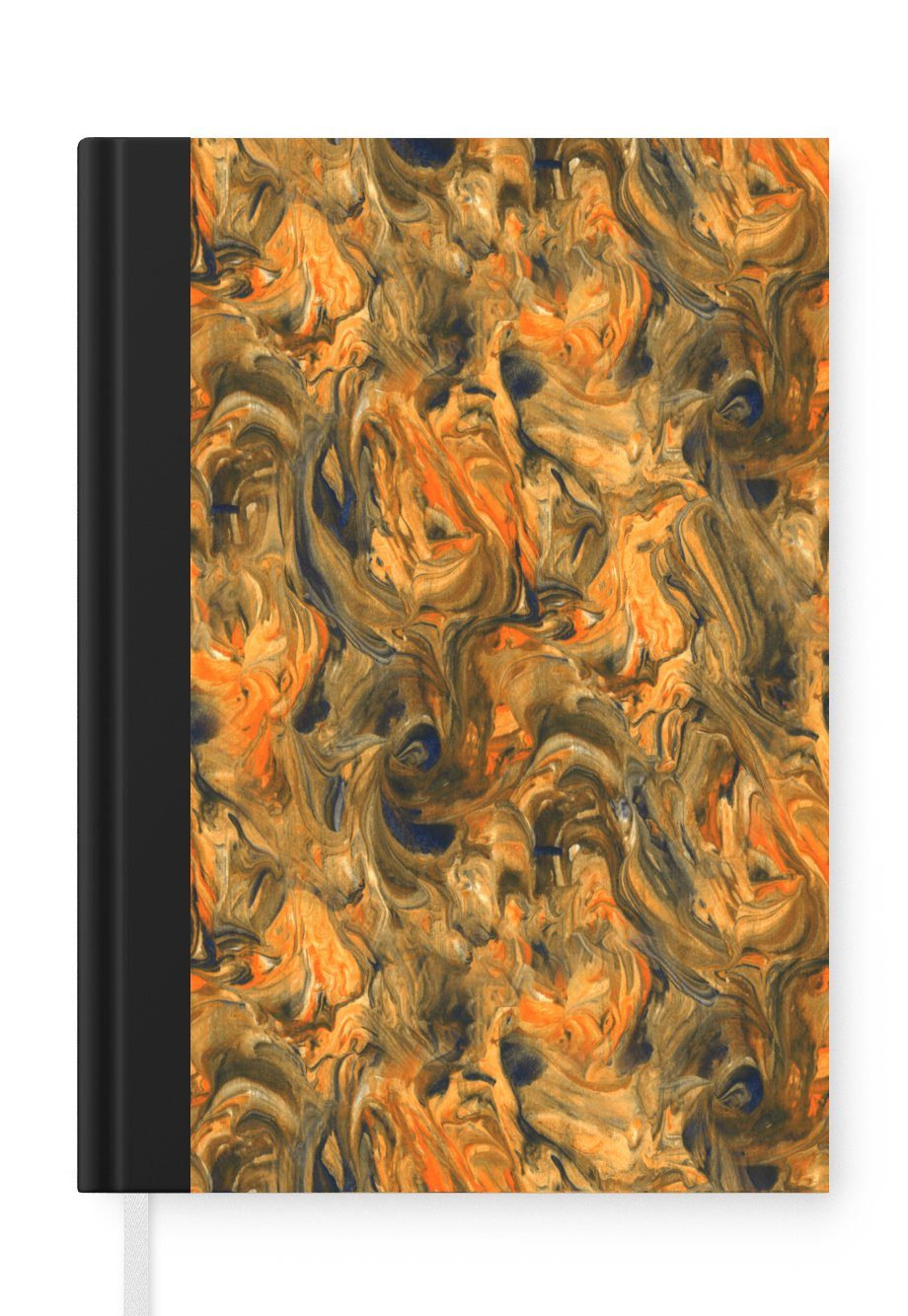 MuchoWow Notizbuch Farbe - Braun - Orange - Marmor - Design, Journal, Merkzettel, Tagebuch, Notizheft, A5, 98 Seiten, Haushaltsbuch