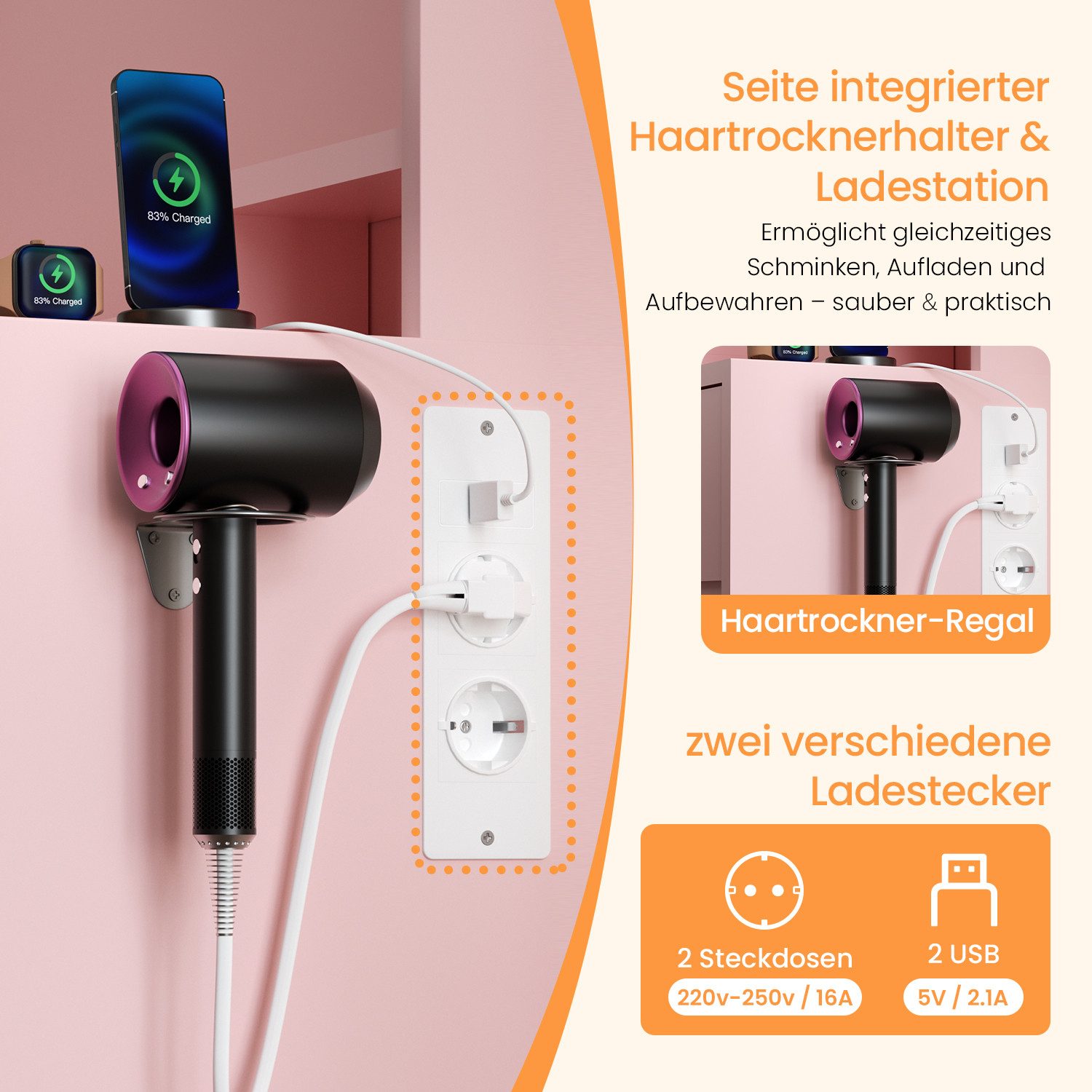 Lexzurn Schminktisch Schminktisch mit LED-Beleuchtung, Kosmetiktisch mit Spiegel, 5 Schubladen+8 offene Fächer, Helligkeit verstellbar, 90x139x40 cm – Bild 3 von 5