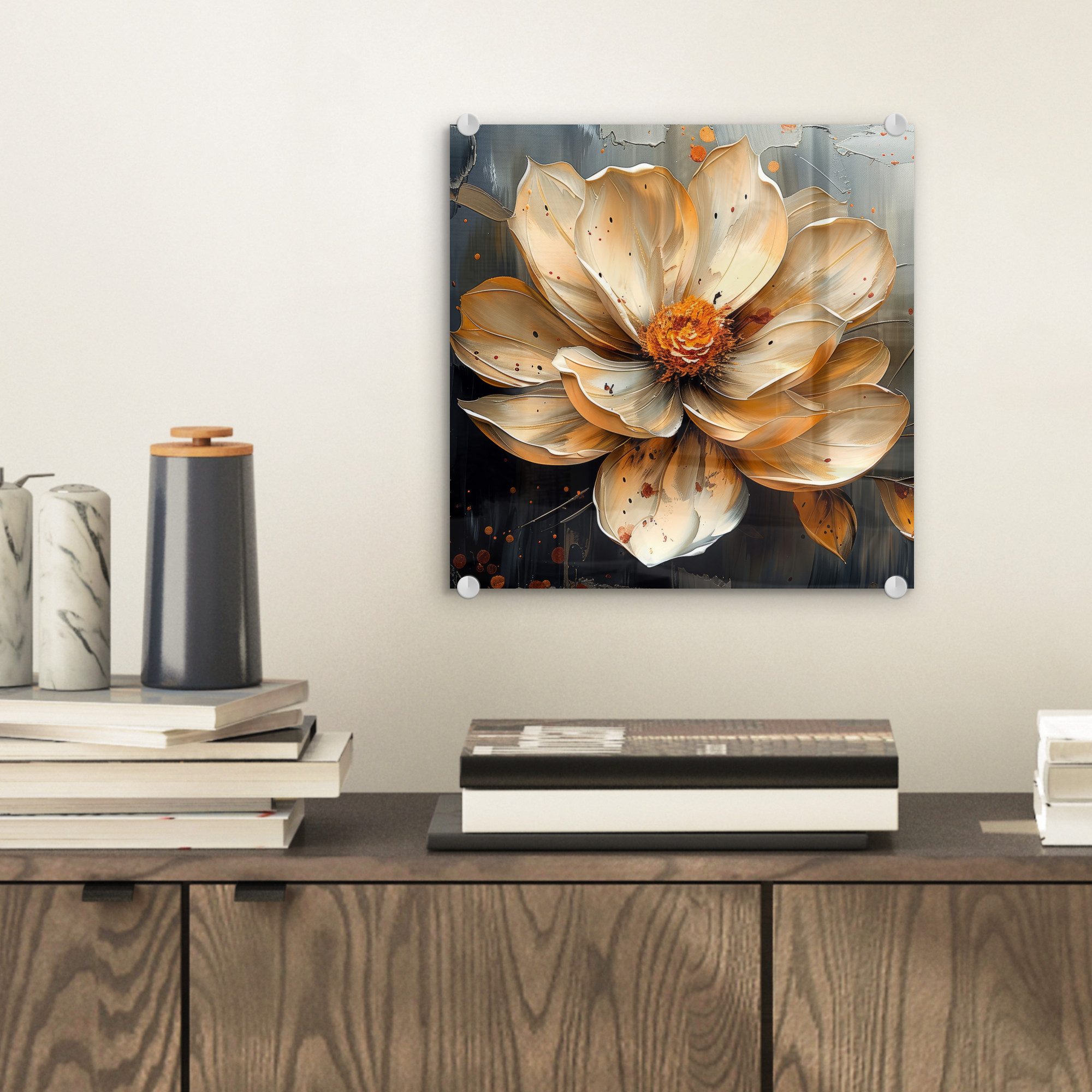MuchoWow Acrylglasbild Blumen - Gold - günstig online kaufen