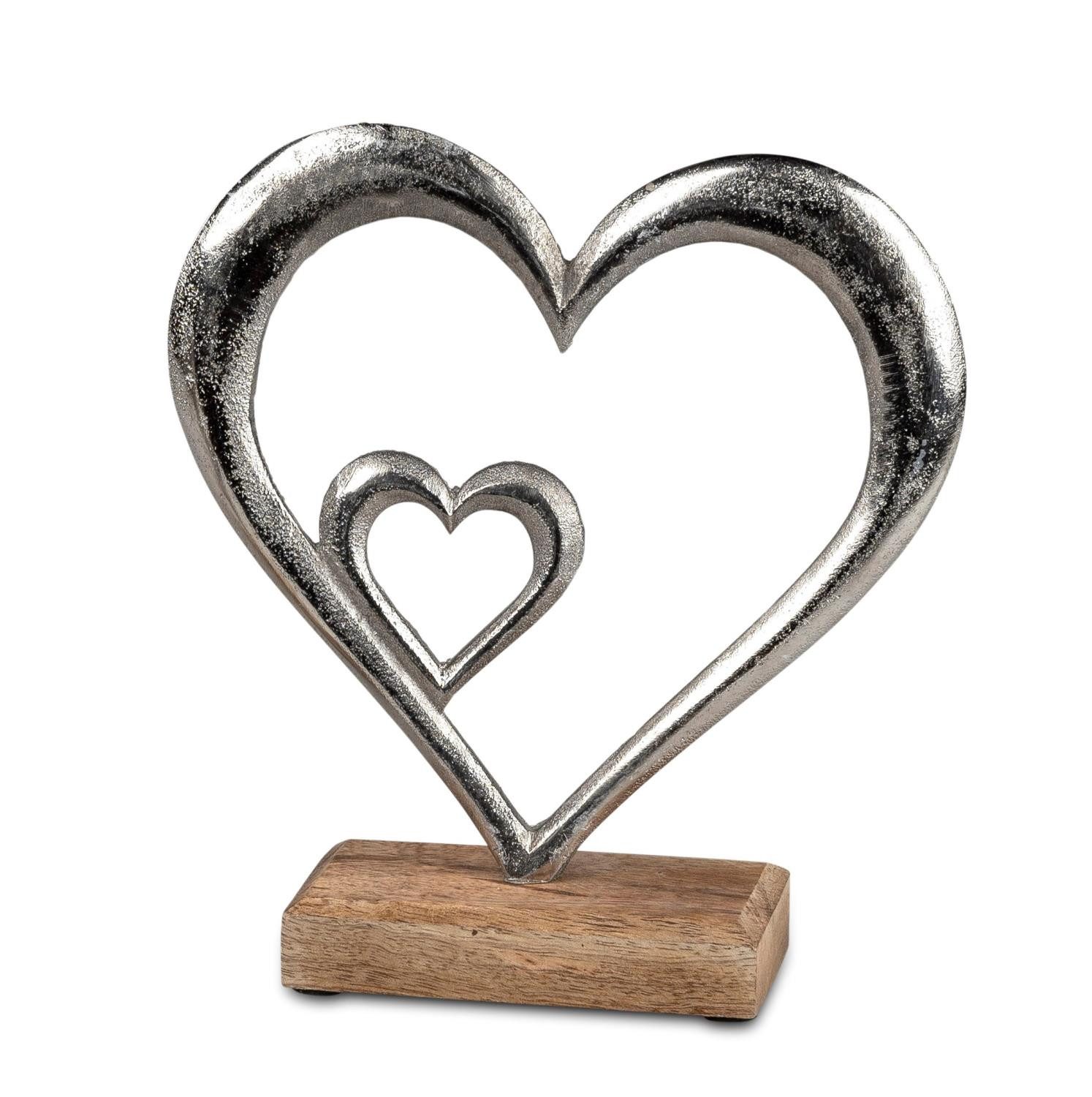 formano Skulptur Alu Mango Holz, Höhe: 19cm, Farbe: Natur, Motiv: Herz