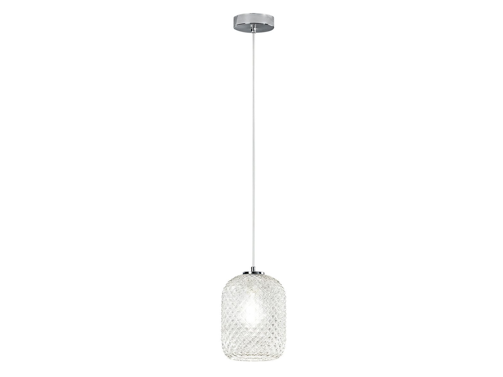 LED Pendelleuchte mit Relief Glas Lampenschirm Ø 15cm