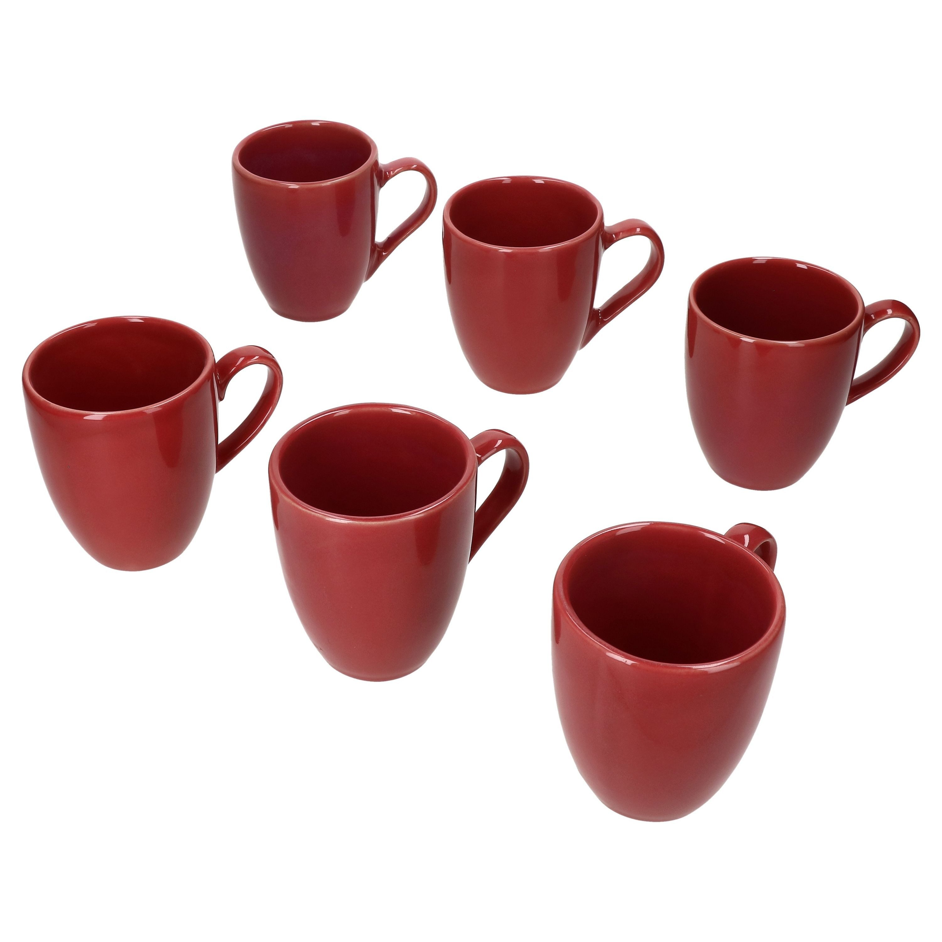 MÄSER Becher Mäser 6x Natural Kaffeebecher 270ml rot Steingut-Tassen 6 Personen, Steingut