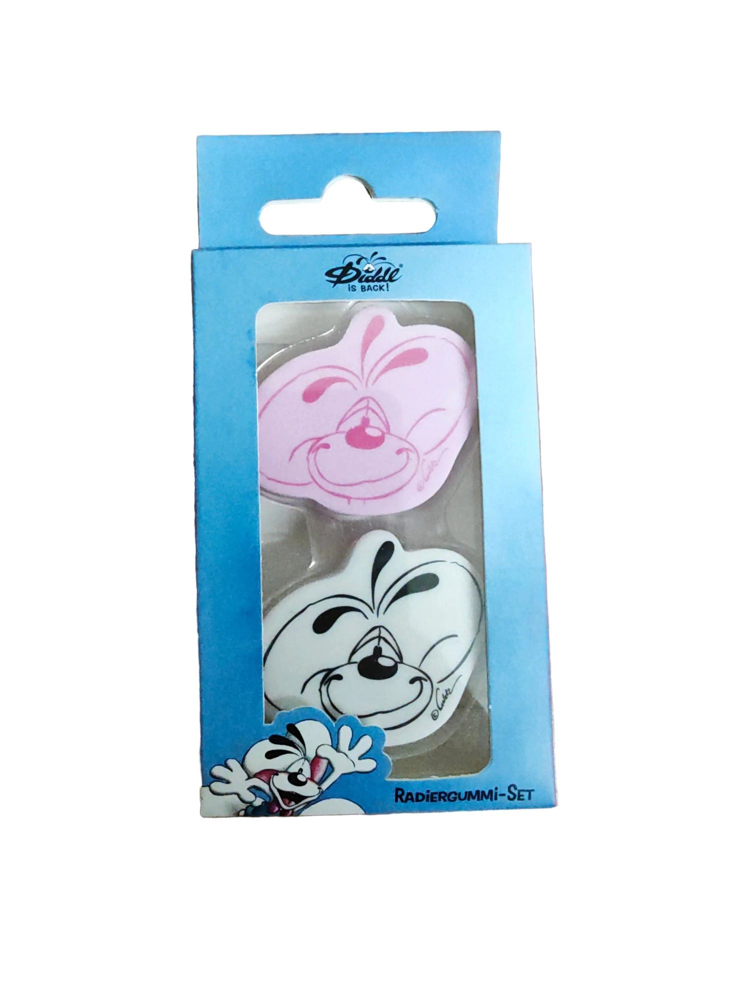 Diddl Radiergummi Diddl Set mit 2x Radiergummi besondere Form mit Bedruckung, weiß und r