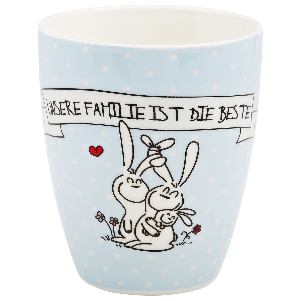 MEA LIVING Tasse MEA LIVING Henkelbecher 400 ml Spruch UNSERE FAMILIE IST DIE BESTE Tasse Becher