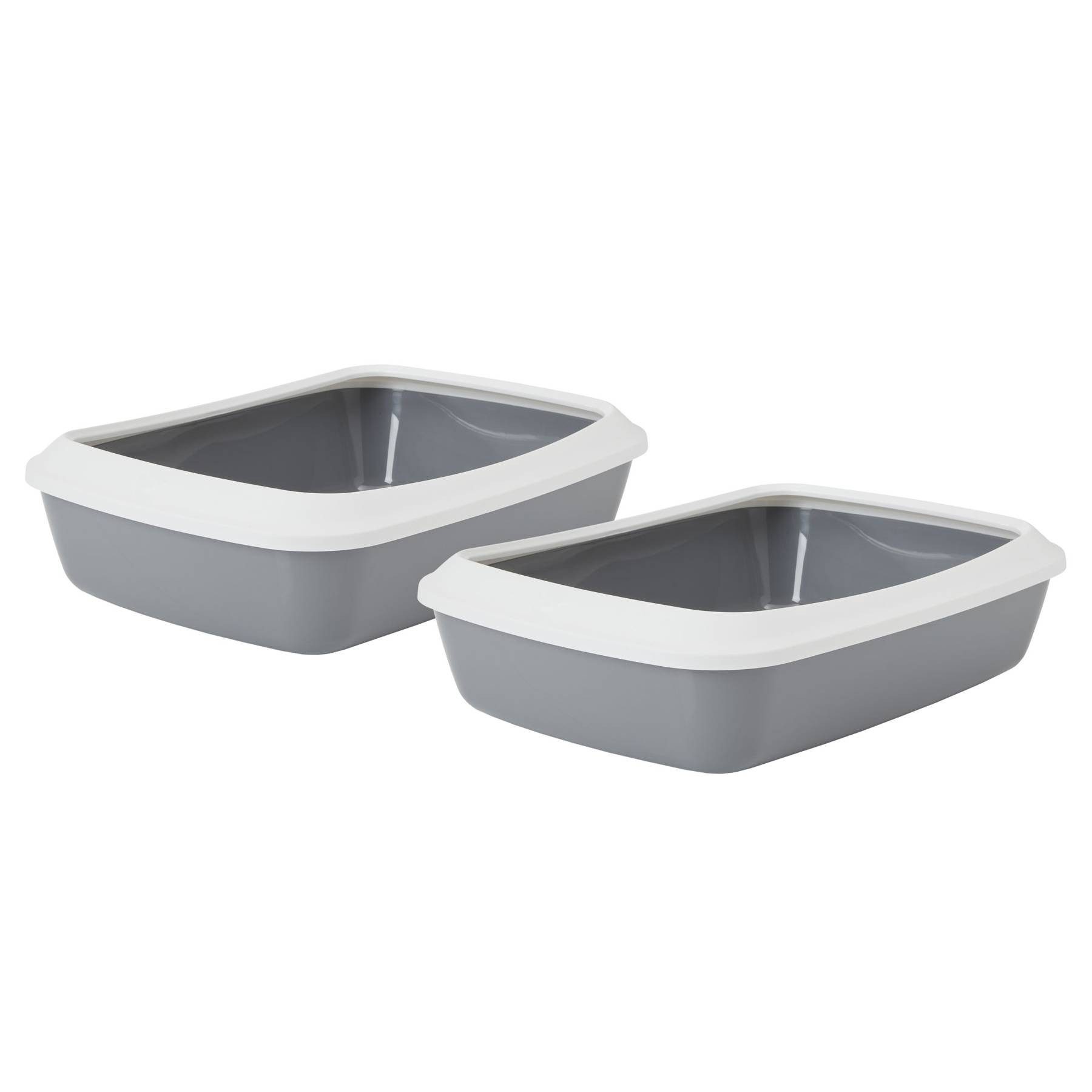 Katzentoilette 2er Sparpack Schalentoilette Katzentoilette grau-weiss IRIZ