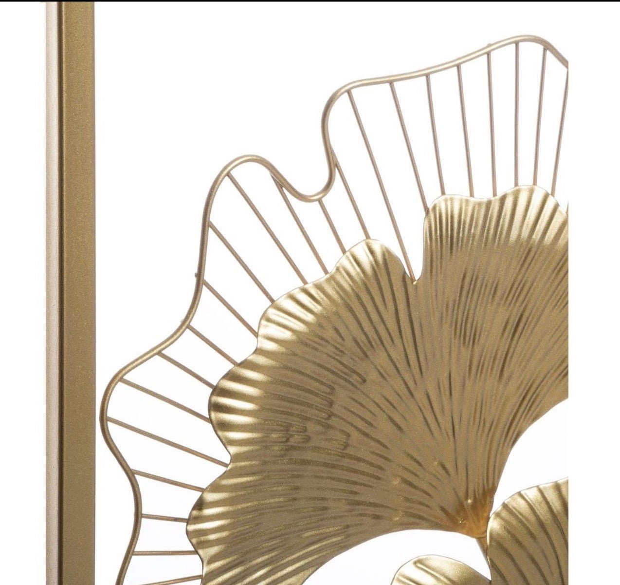 Ginkgo Gold Wanddeko aus GILDE Wandskulptur Dekoobjekt in Dekoobjekt 3D 100cm Metall