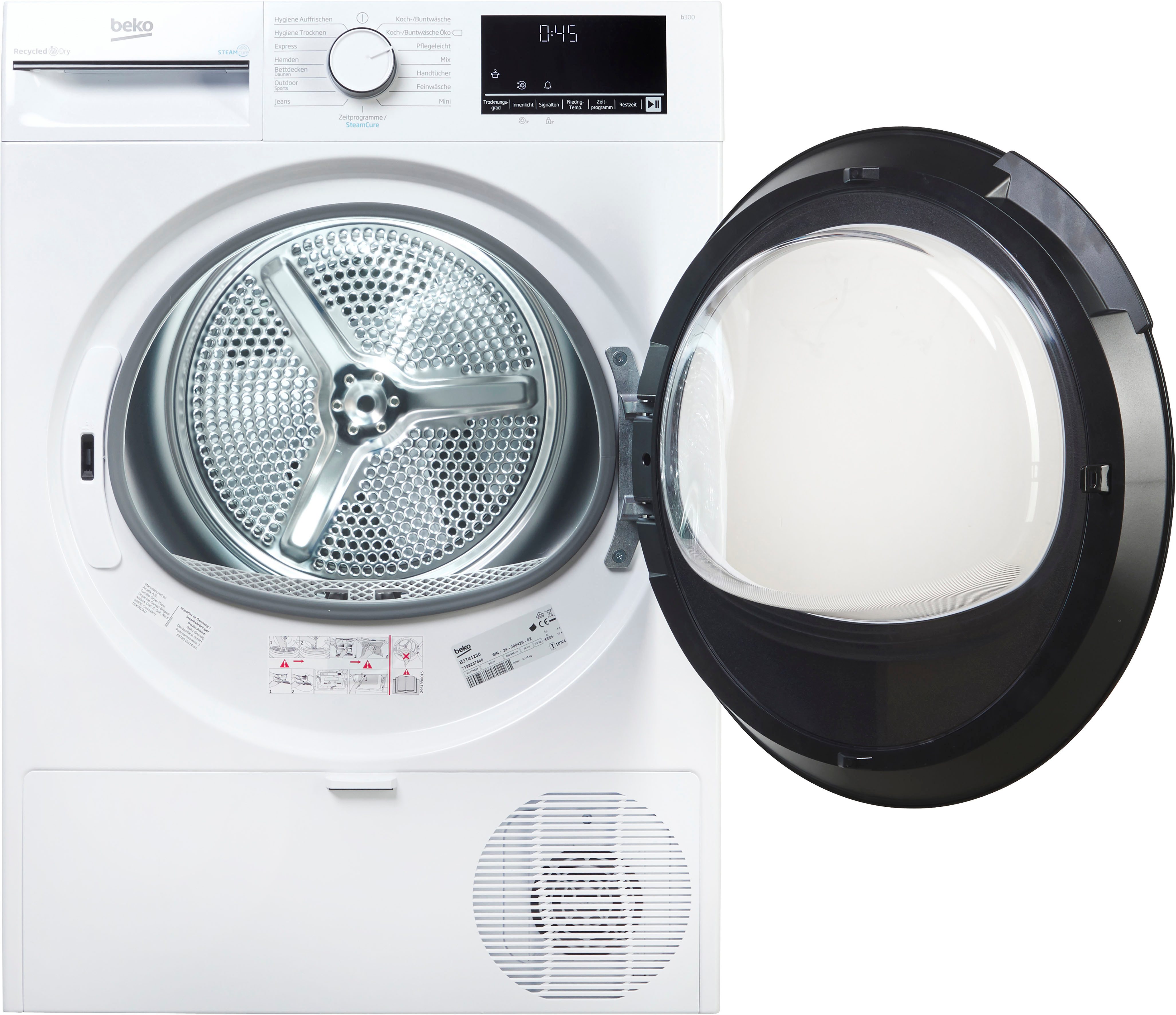 BEKO Wärmepumpentrockner b300 B3T41230, Die AquaWave® Trommel bewegt die Wäsche sanft und effektiv
