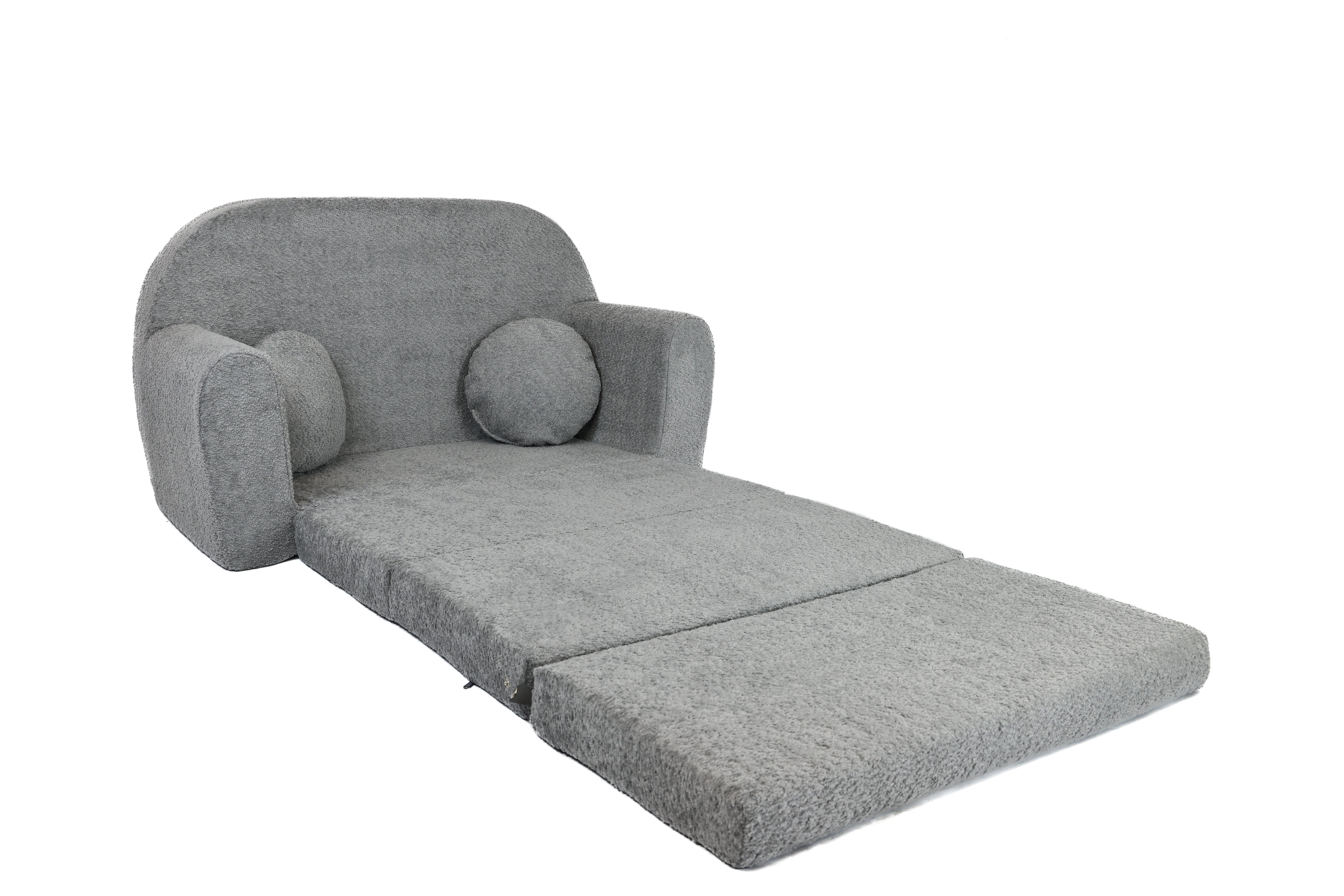 FORTISLINE Kindersofa Kindersofa aus Teddy-Stoff mit Verlängerung - Klappsofa, Spielsofa, ausklappbar