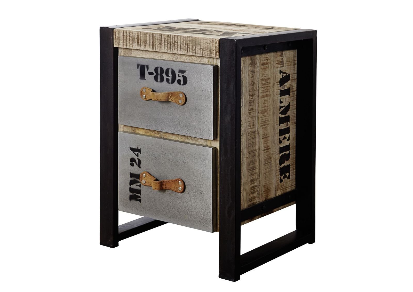 Massivmoebel24 Beistelltisch FACTORY (Massivholz, Massivholztisch), Beistelltisch Mango 45x40x60 natur bedruckt FACTORY #123