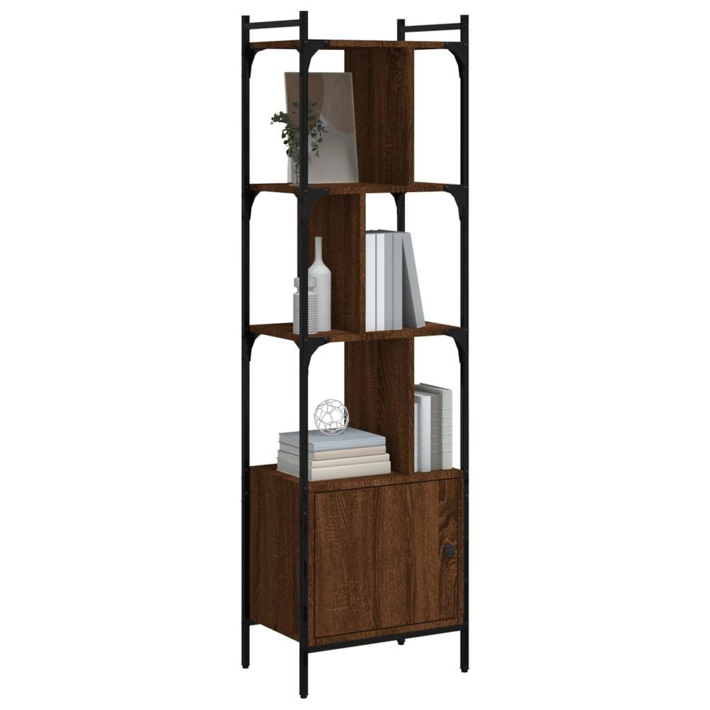 vidaXL Bücherregal Bücherregal mit Holzwerkstoff, Braune 44,5x30x154,5 Eiche Braun cm Tür Eiche 1-tlg