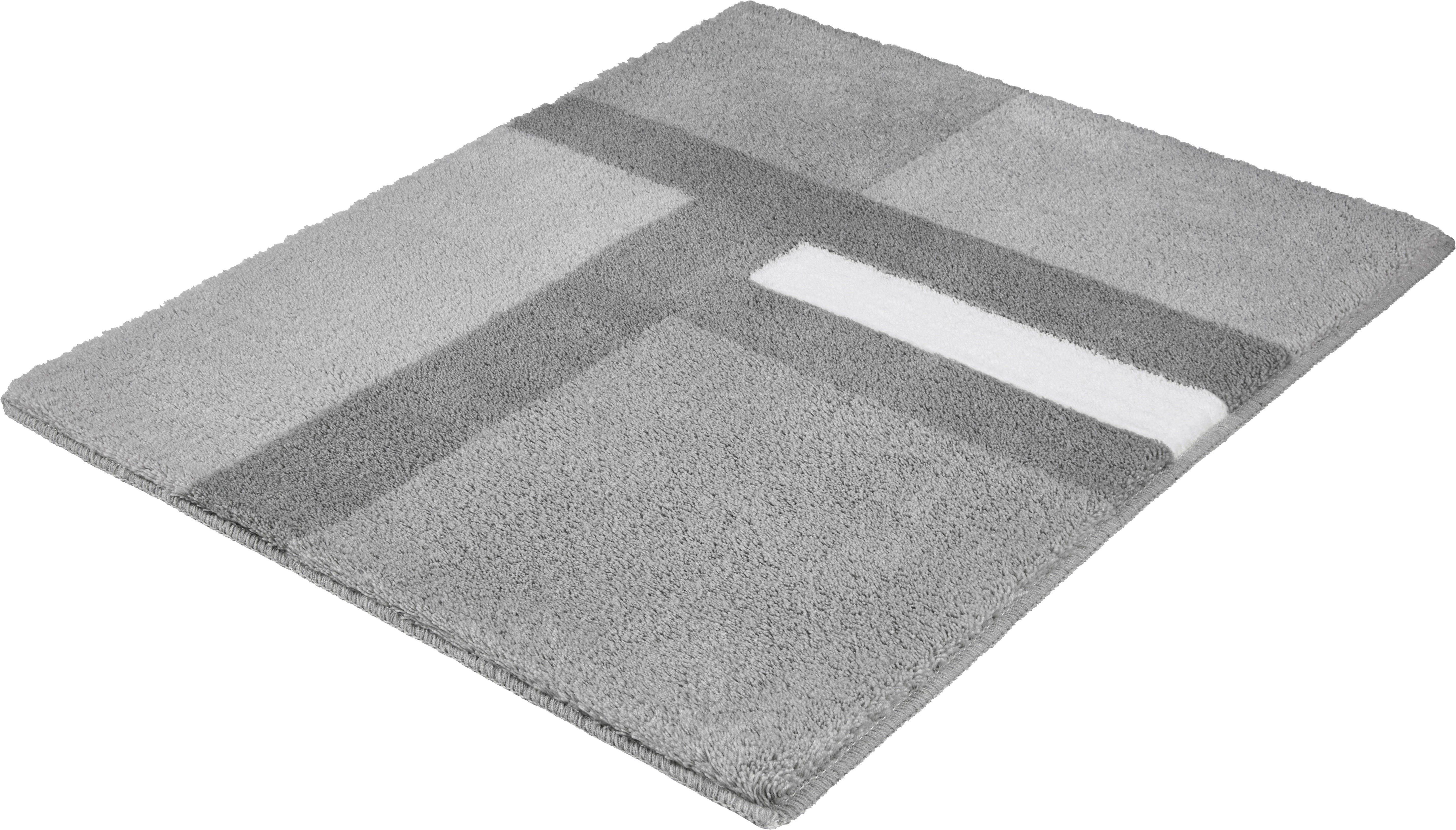 Kleine Wolke Badematte »Ariana«, Badvorleger, Badezimmer Teppich, Höhe 20 mm, rutschhemmend beschichtet, fußbodenheizungsgeeignet, Polyester, rechteckig, Geometrisches Design mit kontrastierendem Mittelstreifen