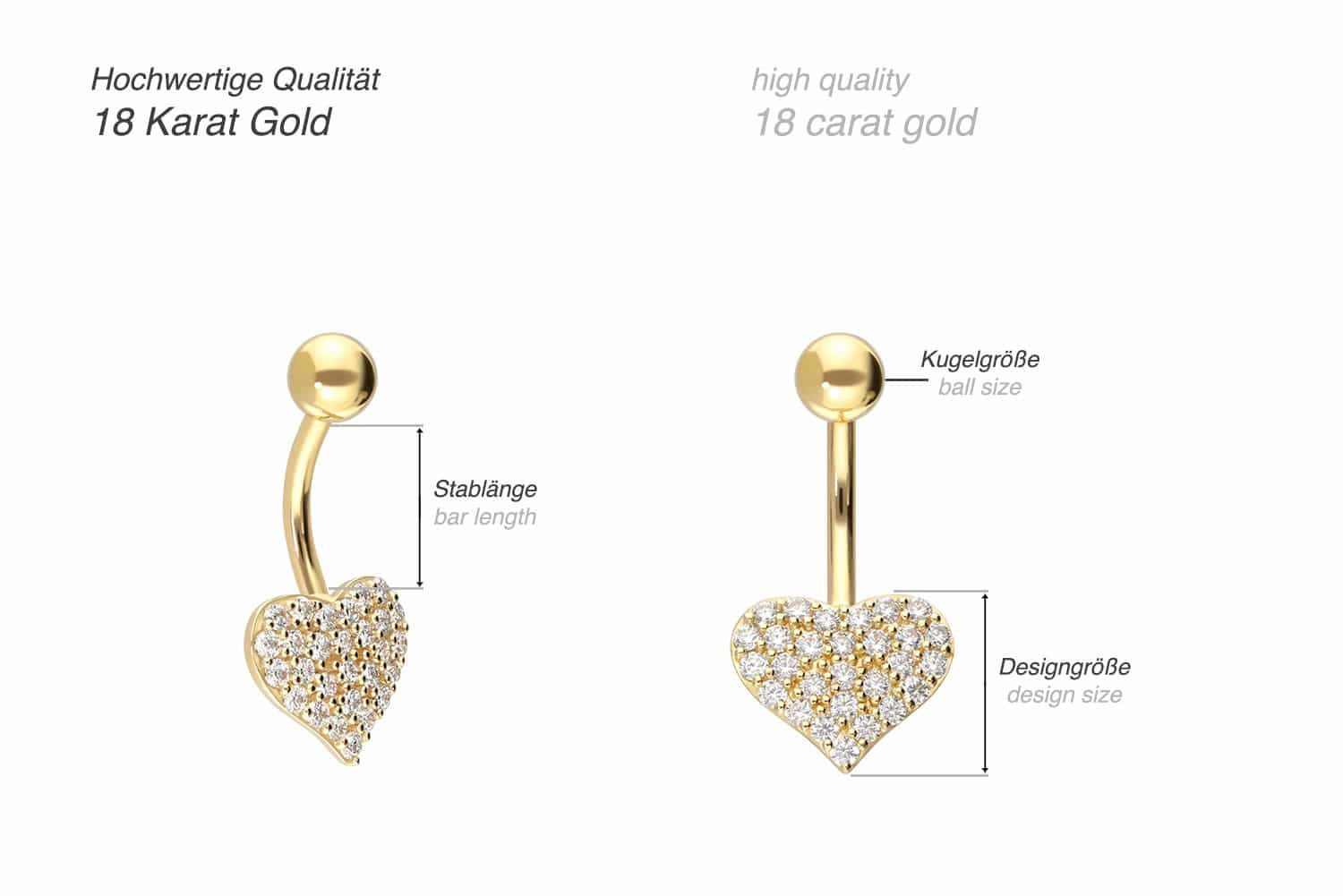 PIERCINGLINE Bauchnabelpiercing 18 Karat Gold Bananabell günstig online kaufen