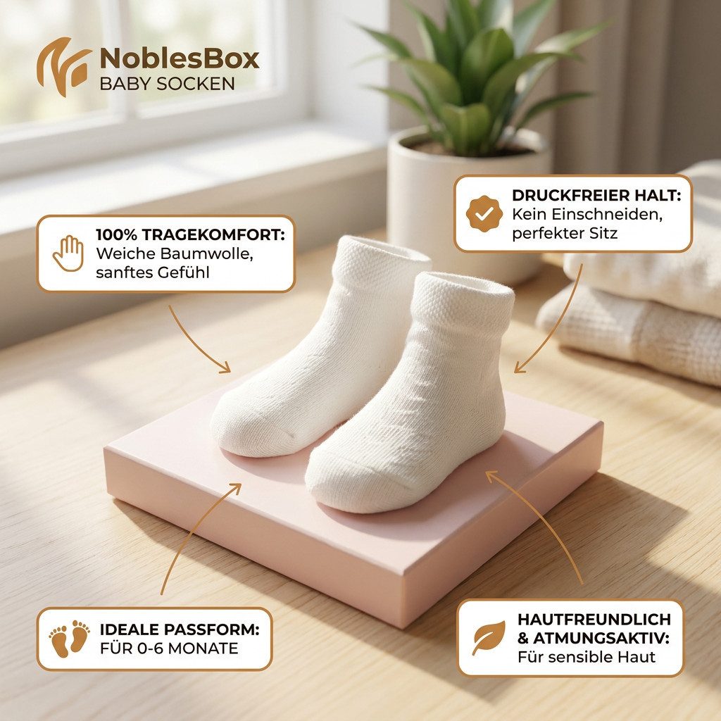 NoblesBox Strümpfe Baby Socken - Baumwolle Socken - Erstausstattung - Neugeborenen Socken (9-Paar) Weiche Erstlingssocken 0-6M