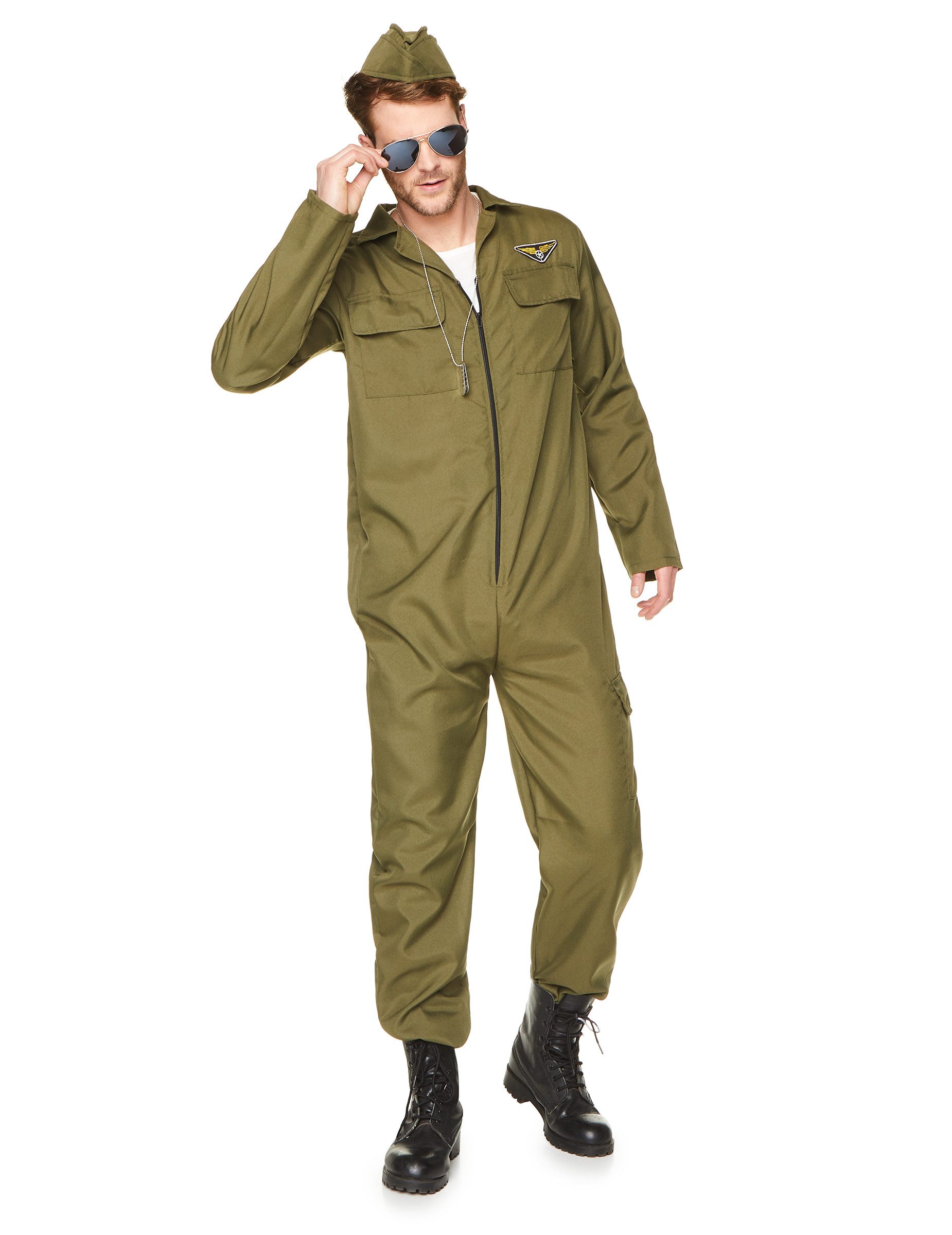 REDSUN Kostüm Jet-Pilot Kostüm für Herren grün