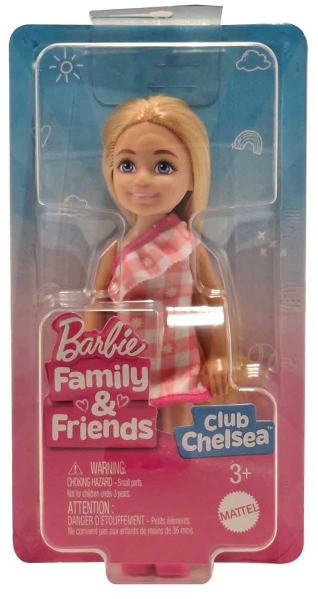 Barbie Stehpuppe Barbie Chelsea Puppe mit langen blonden Haaren, rosa Strickkleid Pumps