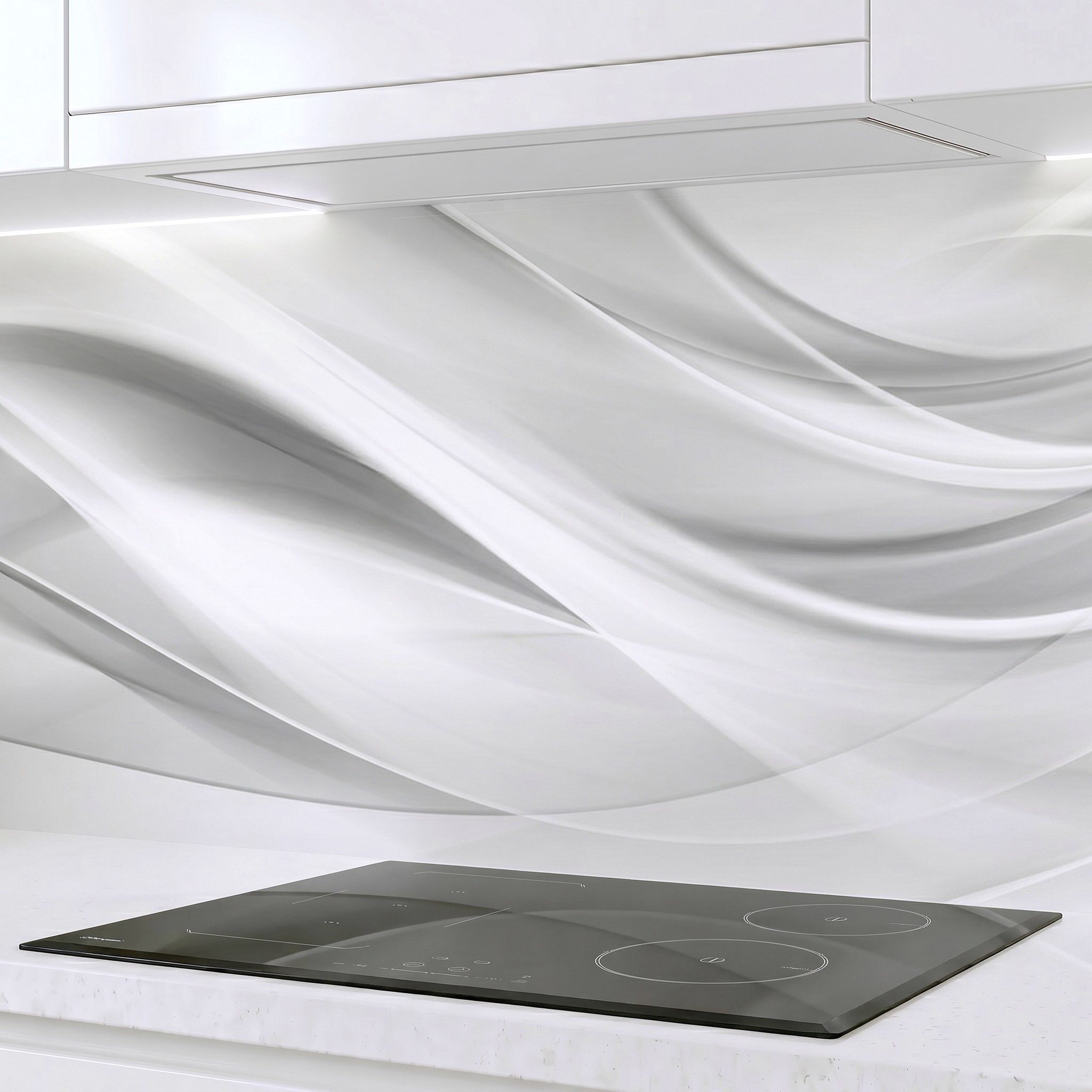 Rodnik Küchenrückwand Silver Waves, monolithische ABS-Platte mit Direktdruck, formstabil und langlebig