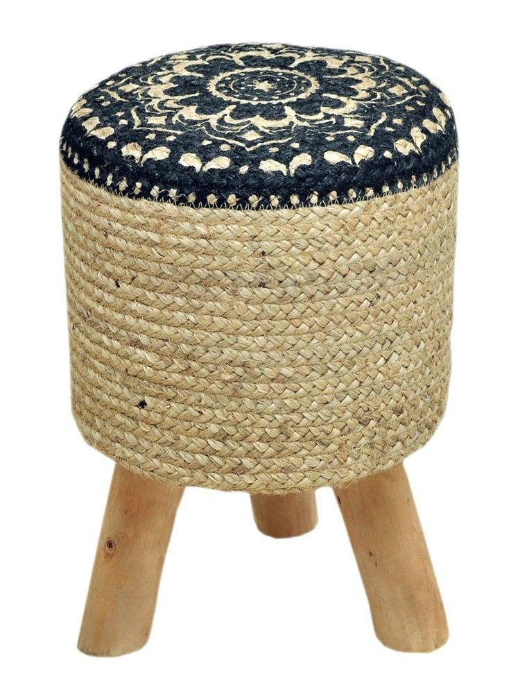soma Sessel Soma SitzHocker JuteOptik Pouf Schemel mit Holzfüßen Ø 35