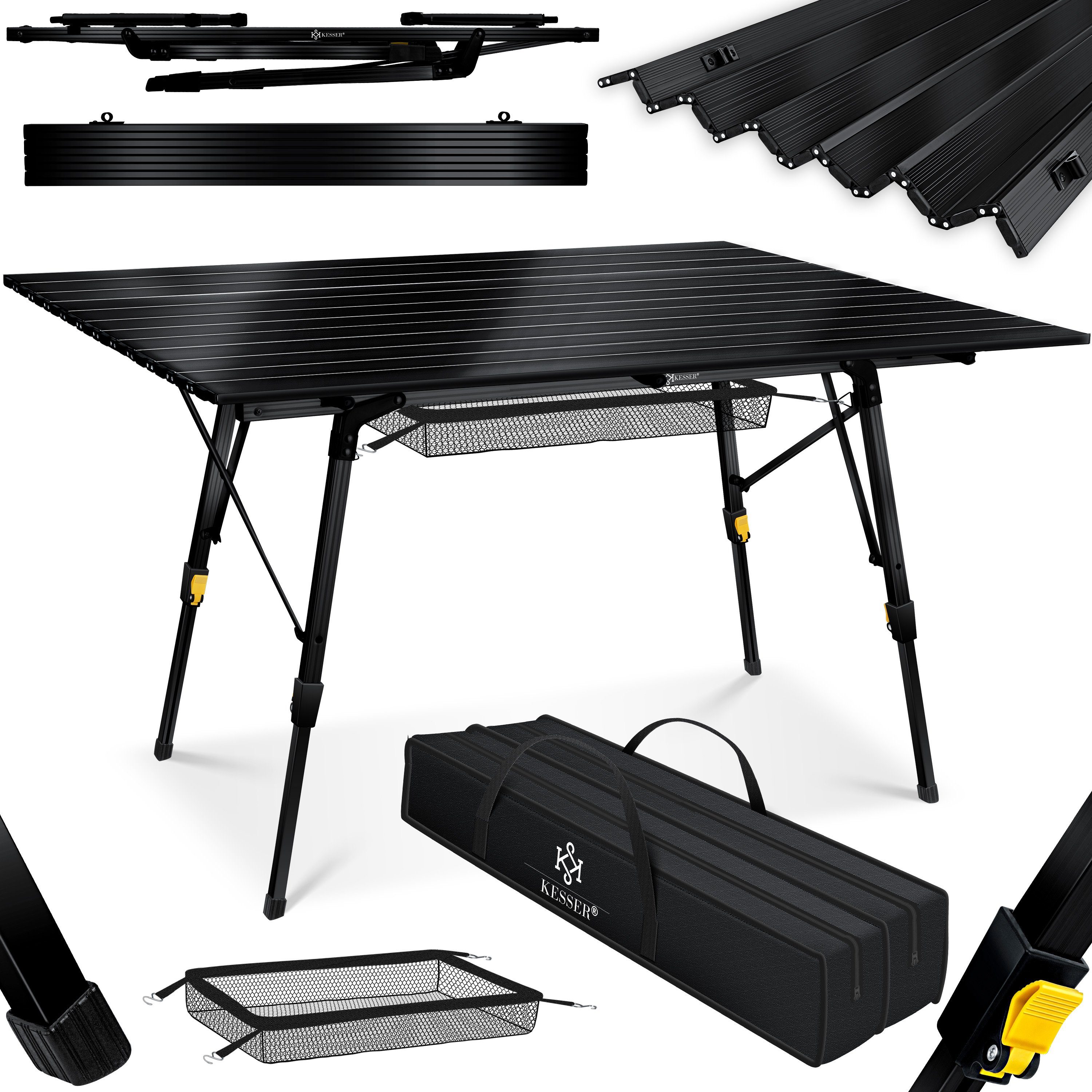 KESSER Campingtisch, Klapptisch faltbar & höhenverstellbar mit aufrollbarer Tisch-Platte