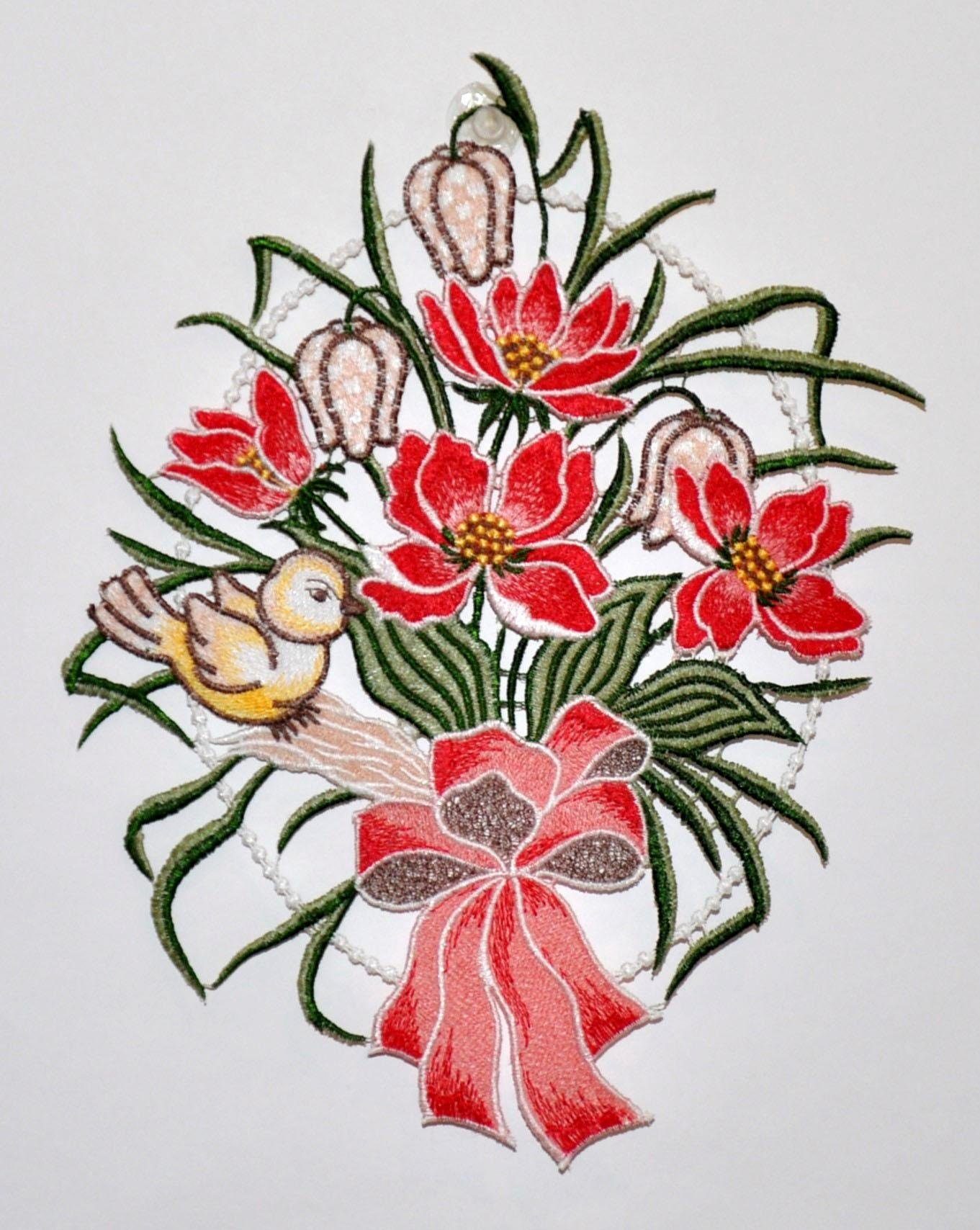 Stickereien Plauen Fensterbild Blumenschleife Fensterbild, Fensterbild "Blumenschleife"