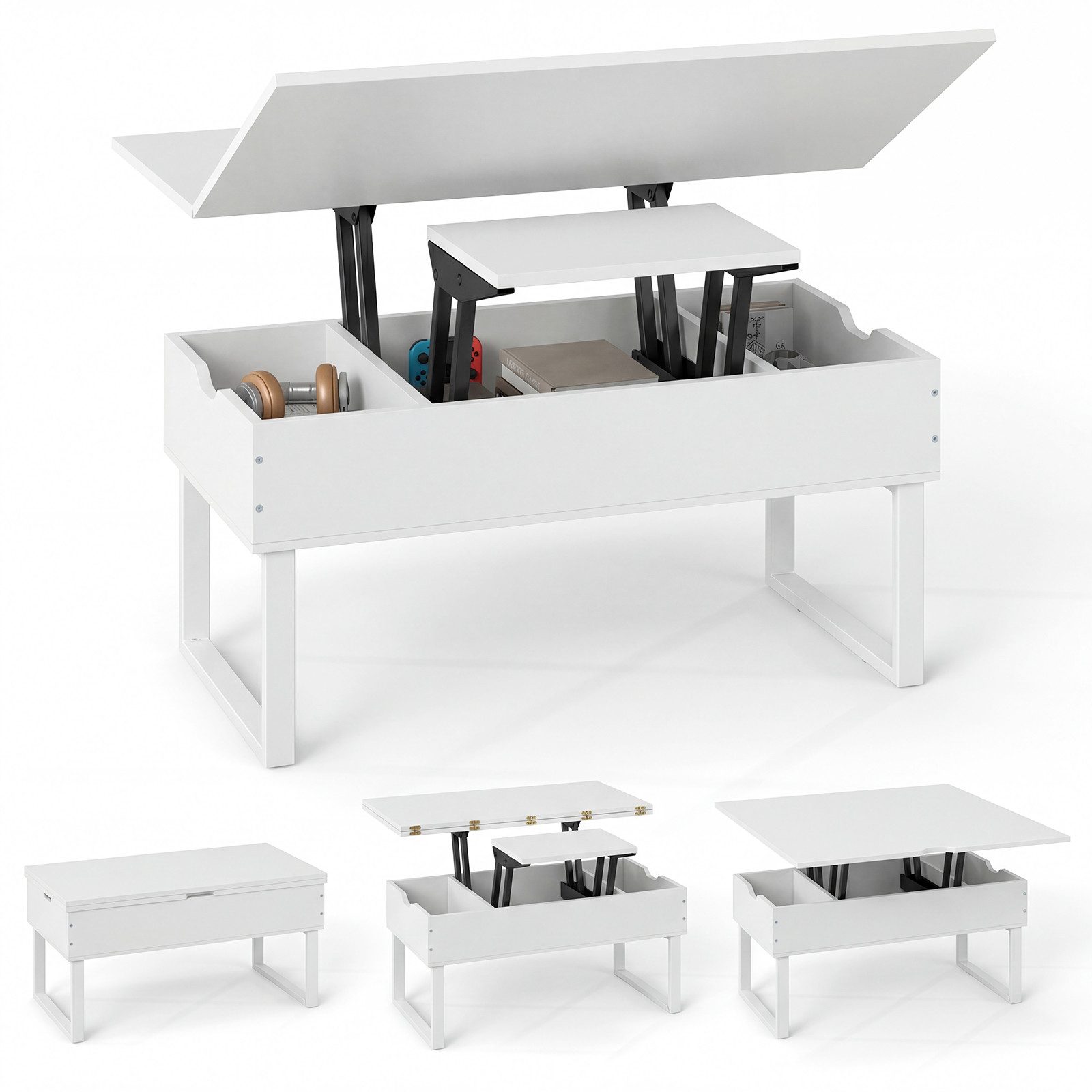 COSTWAY Couchtisch, 3 in 1 Wohnzimmertisch, kaffeetisch klein, Sofatisch