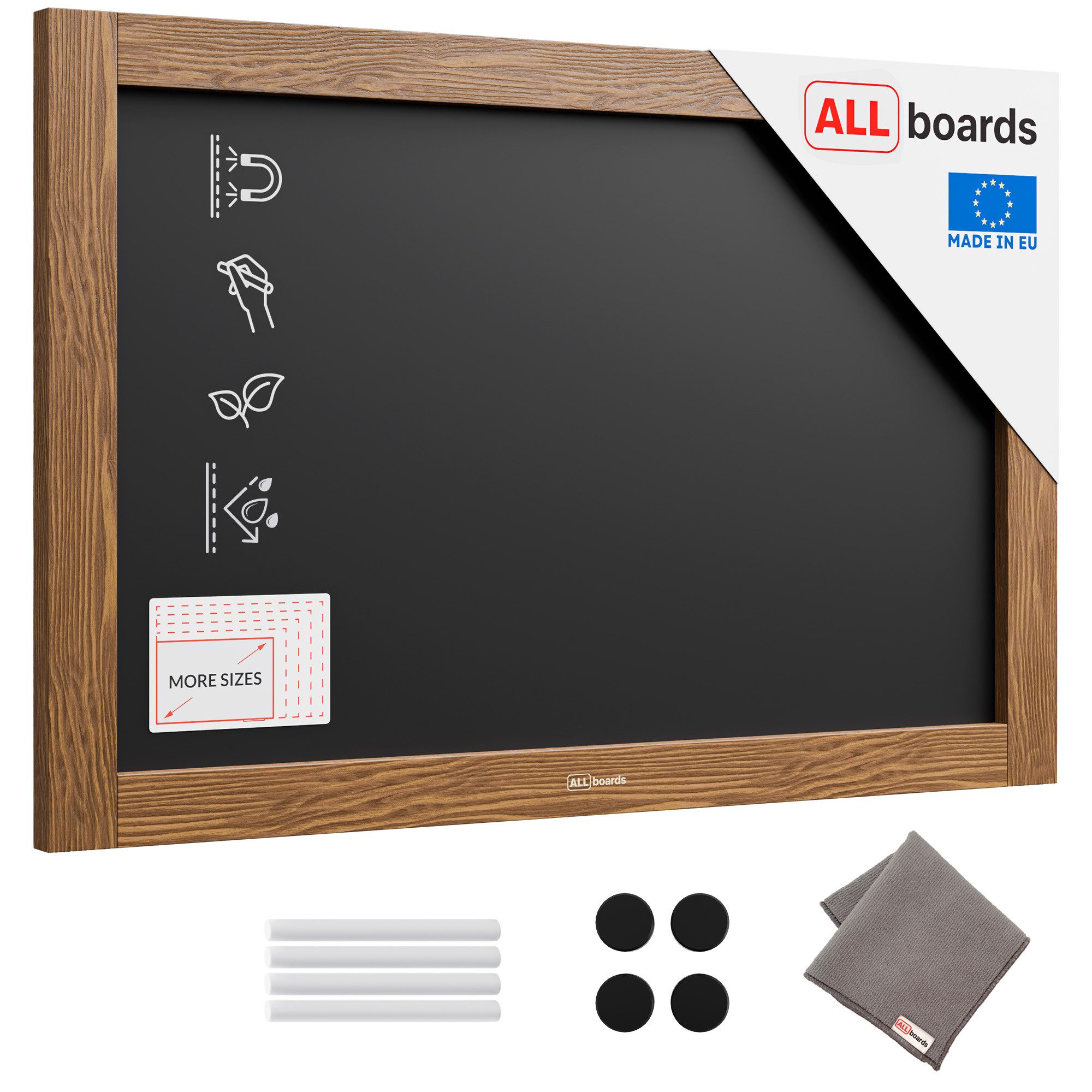 ALLboards Tafel ALLboards Kreidetafel Holzrahmen Schreibtafel Wandtafel