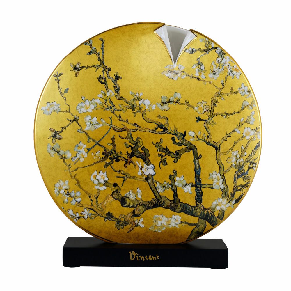 Goebel Dekovase Vincent van Gogh - Mandelbaum gold, mit Echtgoldauflage