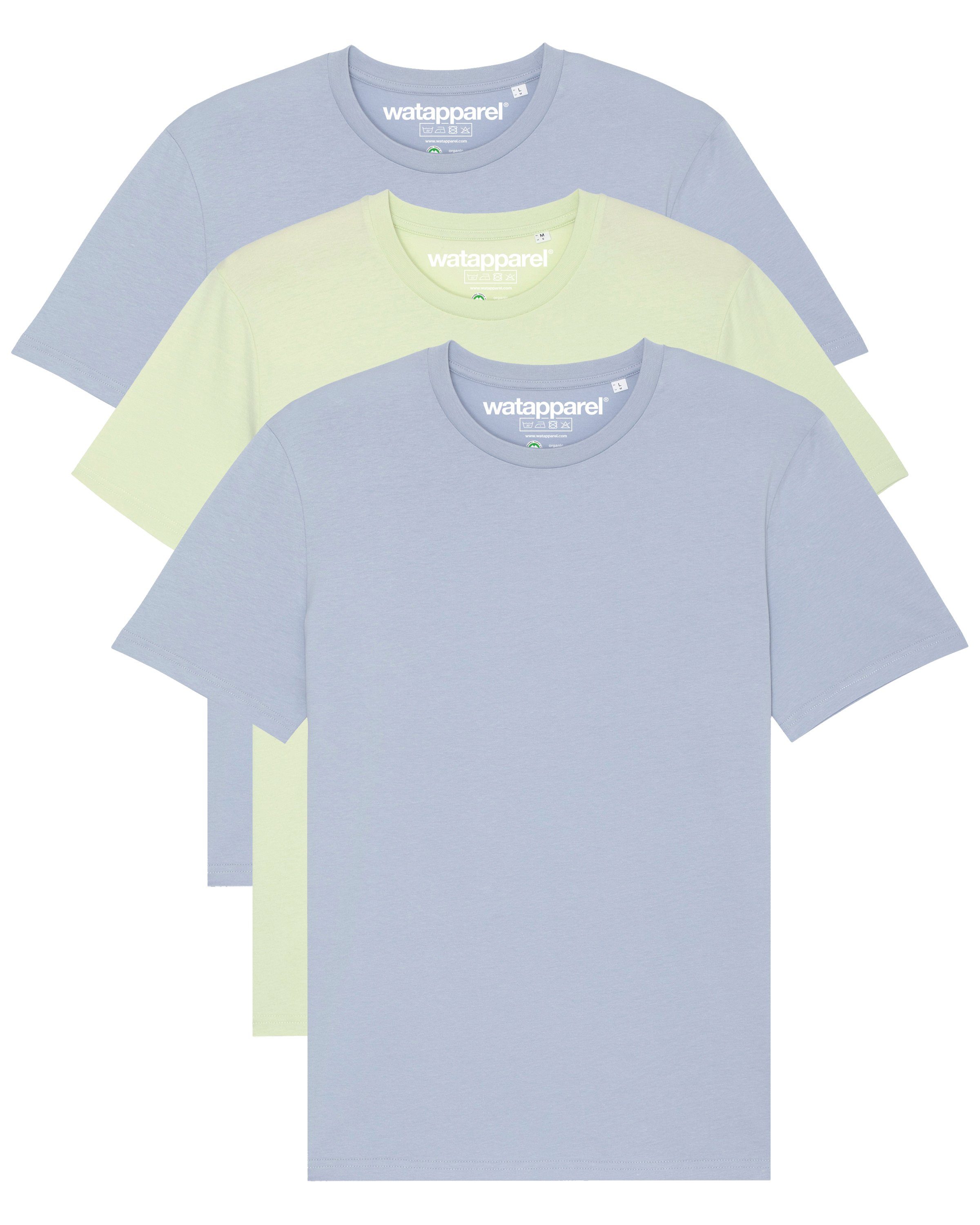 wat? Apparel Print-Shirt 3er / (1-tlg) Stem Pack Serene Creator Blue 2x Basic Green