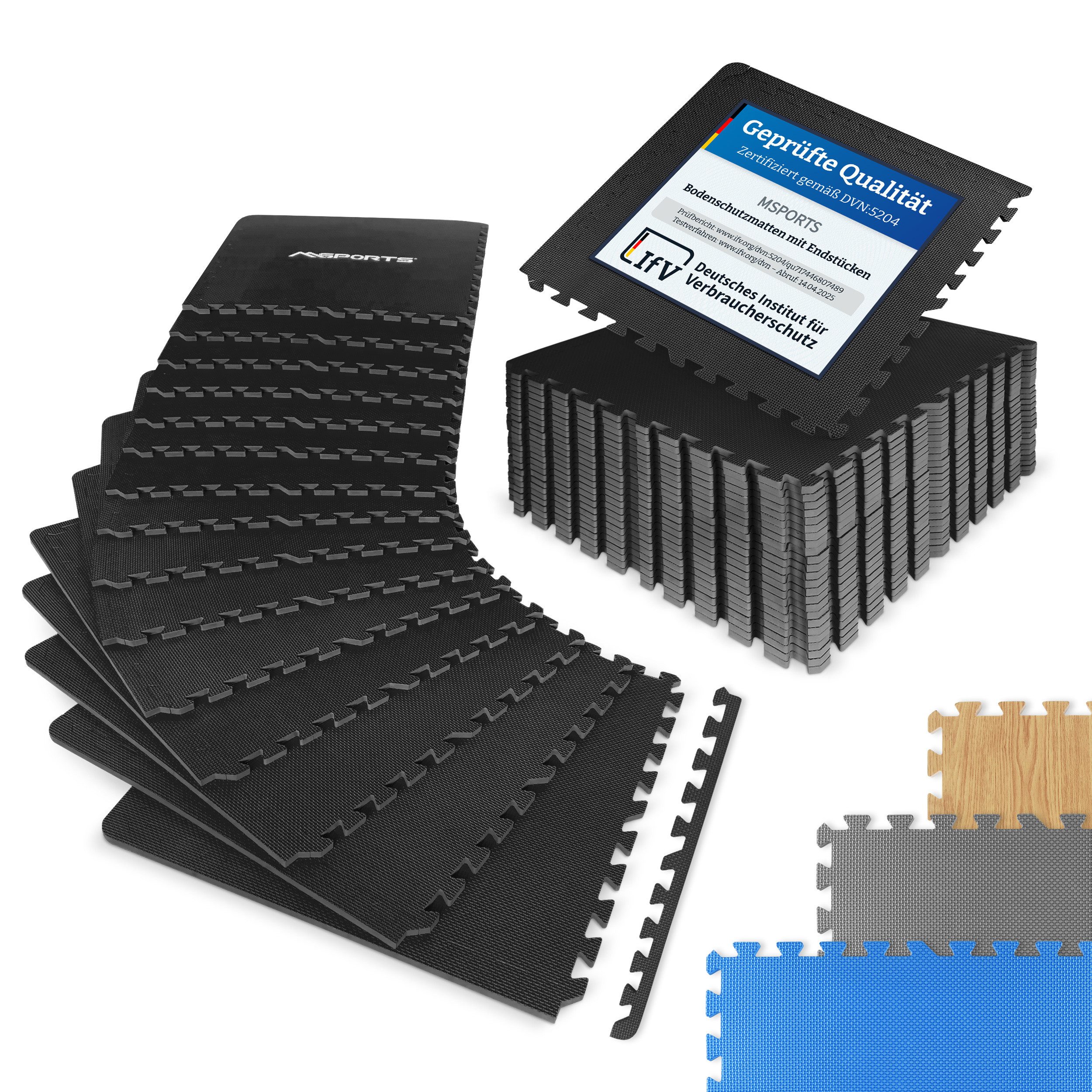 MSports® Bodenmatte Bodenschutzmatten Set - 8 Schutzmatten in verschiedenen Farben (8 Schutzmatten)