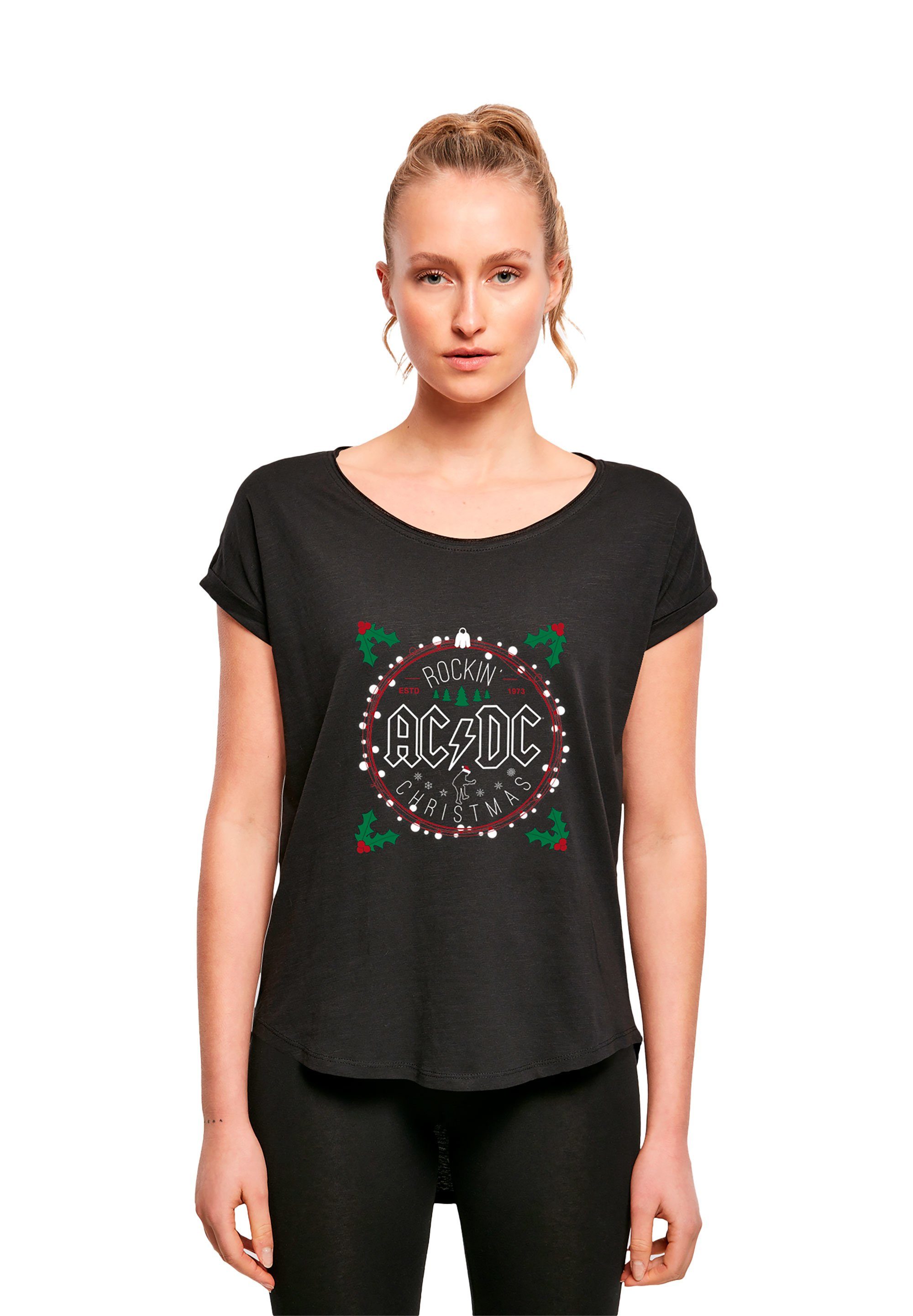 F4NT4STIC T-Shirt ACDC Rockin Christmas - Premium Rock Metal Musik Fan Merch  Damen,Premium Merch,Lang,Longshirt,Bandshirt | T-Shirts