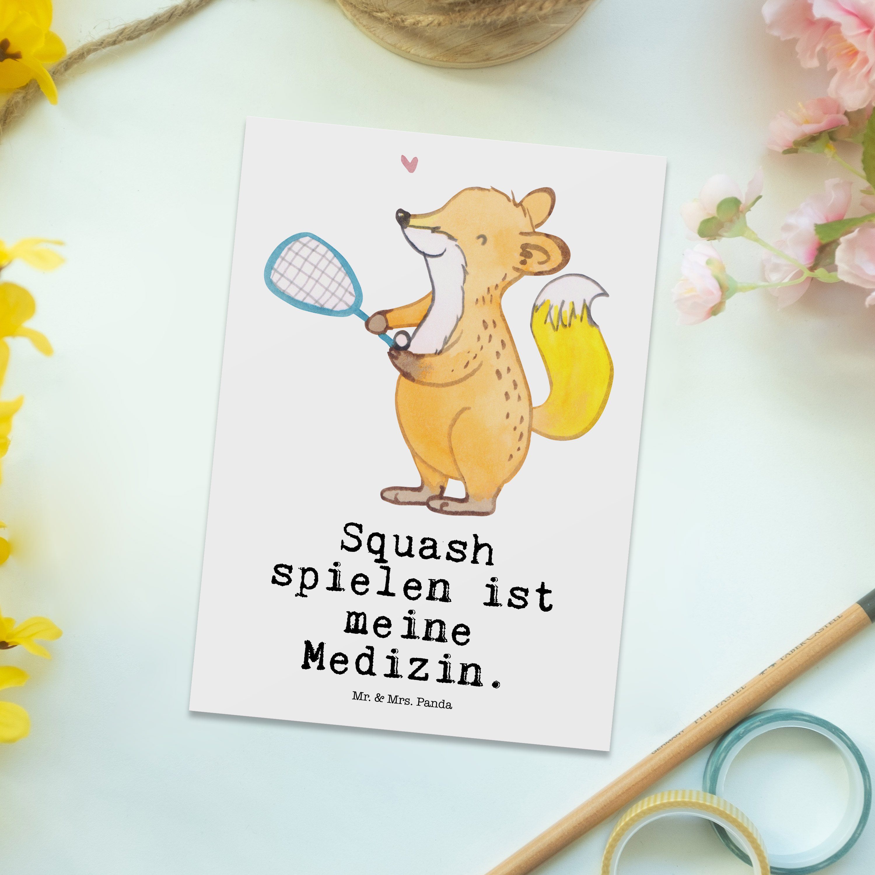 - Postkarte Mr. Geschenk, Danke, & spielen Gewinn, Panda Weiß - Mrs. Grußka Squash Fuchs Medizin