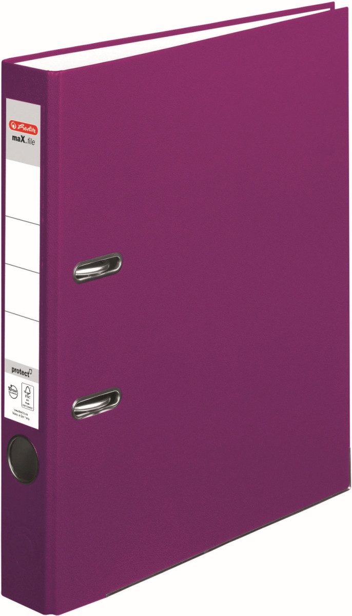 Herlitz Aktenordner Ordner Kunststoff maX.file protect A4 5cm brombeer