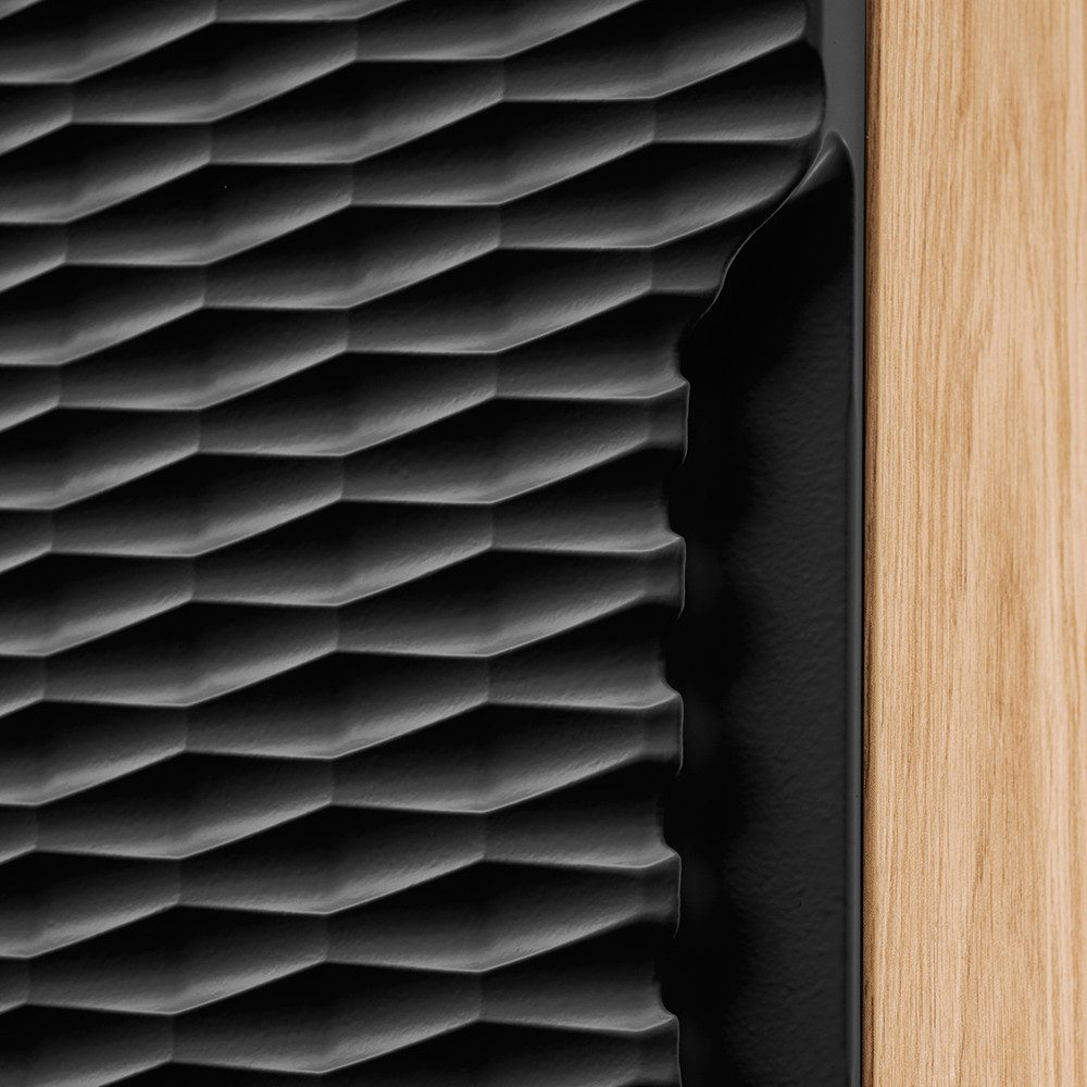 Lomadox Hochschrank OLUO-56-BLACK Badschrank, 1-türig, Eiche mit schwarz, 3 günstig online kaufen