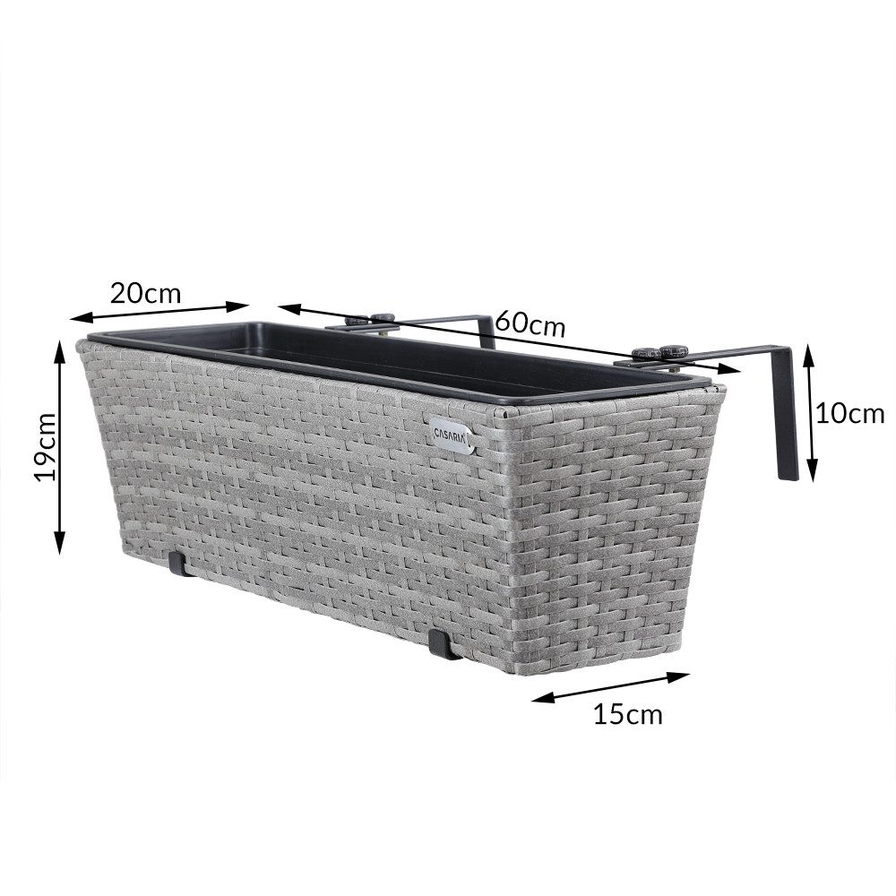 Thumbnail - Casaria Blumenkasten, 4er Set 11 Liter Montagehalterung Indoor Outdoor Geländerkasten