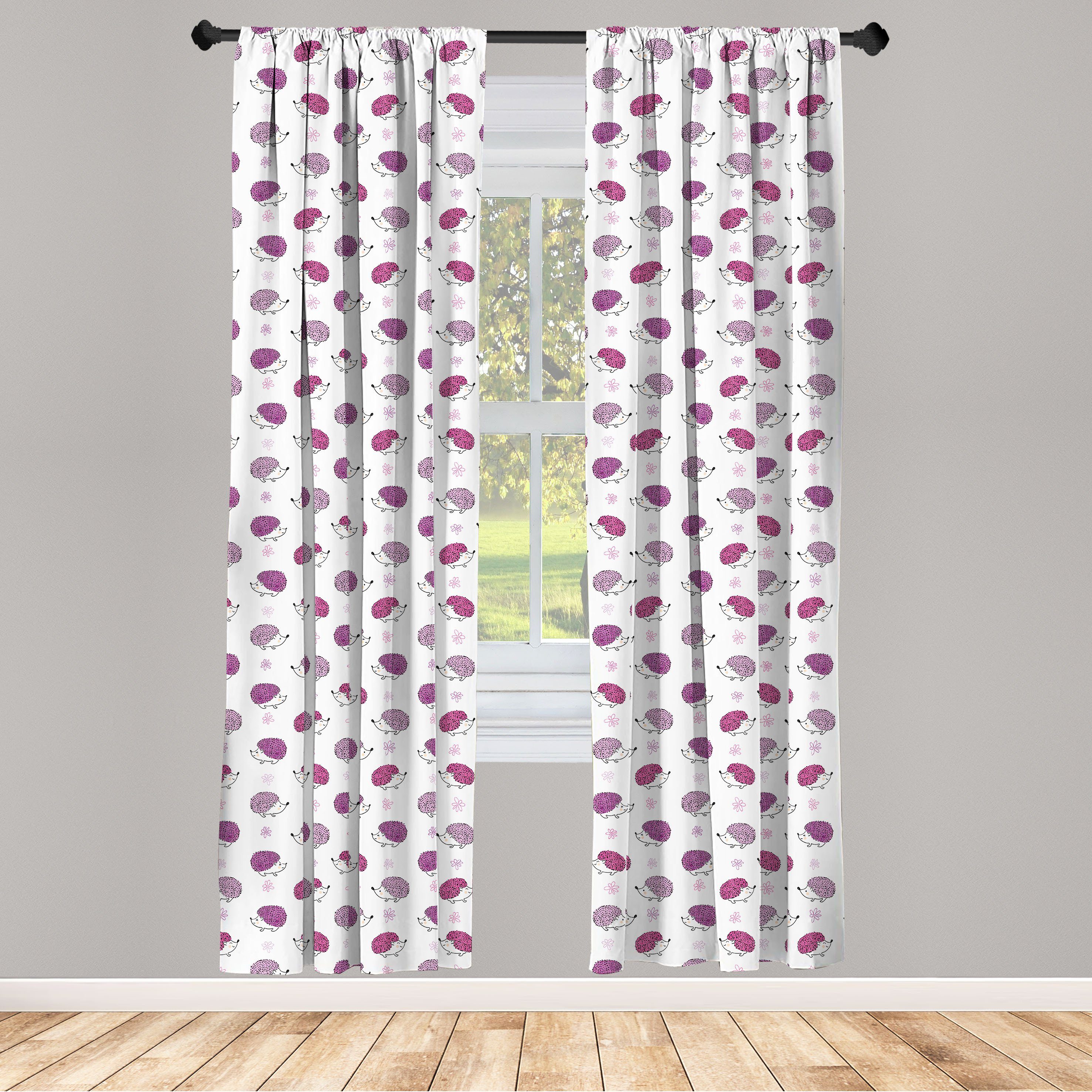 Gardine Vorhang für Wohnzimmer Schlafzimmer Dekor, Abakuhaus, Microfaser, Igel Gänseblümchen Aquarellen | Fertiggardinen
