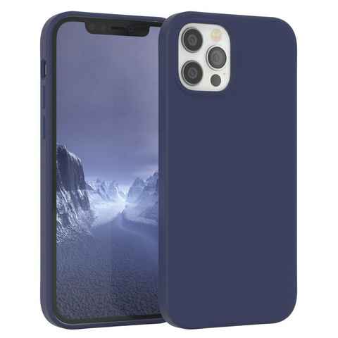 EAZY CASE Handyhülle Premium Silikon Case für iPhone 12 / iPhone 12 Pro 6,1 Zoll, Handy Softcase Hülle Silikon mit Displayschutz Case Blau / Nachtblau
